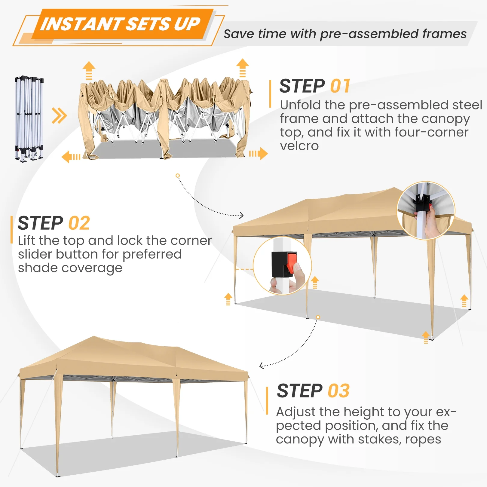SANOPY 10'x10' EZ Pop Up Canopy Tent Outdoor Party Instant Shelter Portable Folding Beach Canopy with 4 Sandbag & Carrying Bag, Black - Image 32