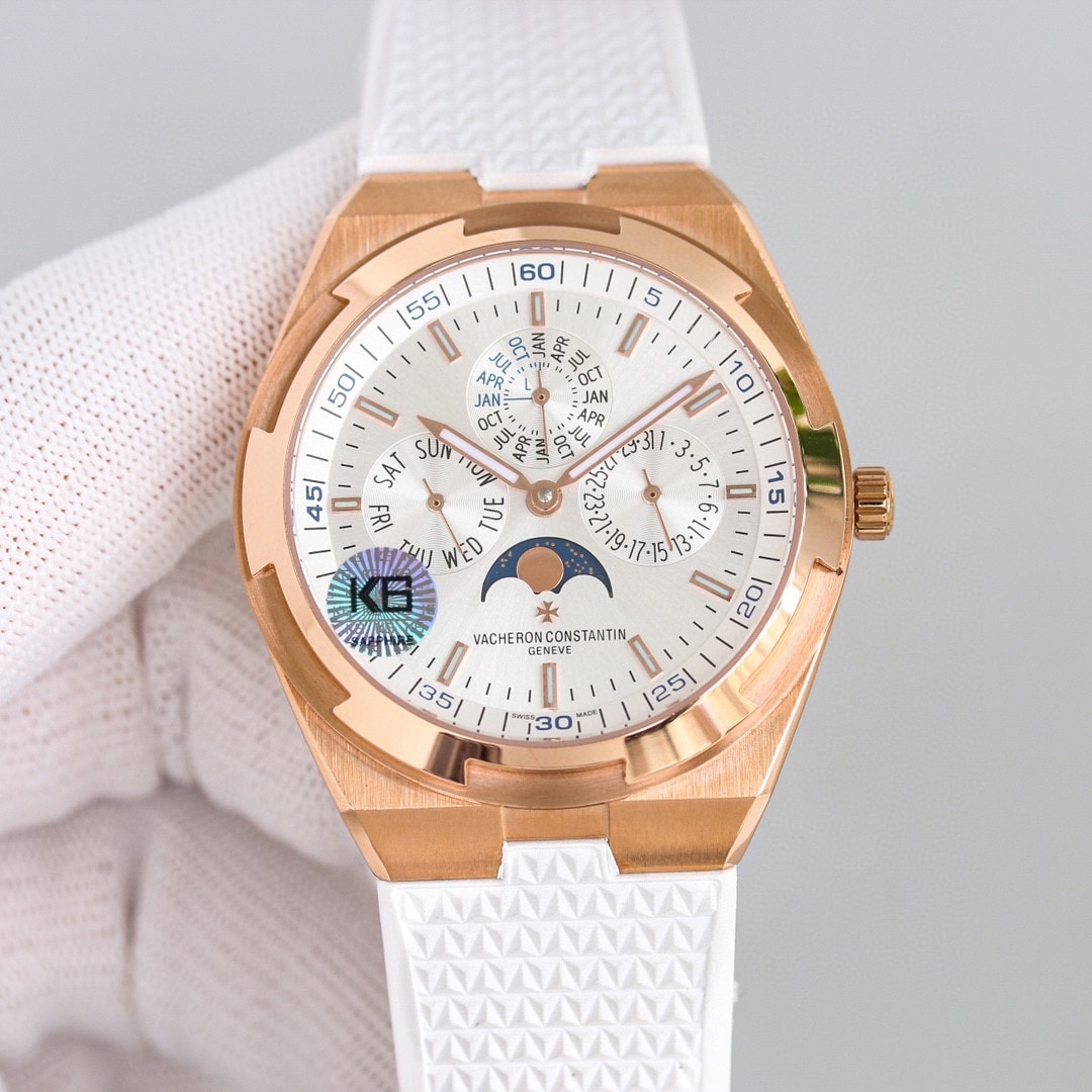 Fake Vacheron Constantin Replica Watches Overseas perpetual calendar ultra-thin 41.5 MM PINK GOLD 4300V/220R-B064(1:1 replica) - Top club