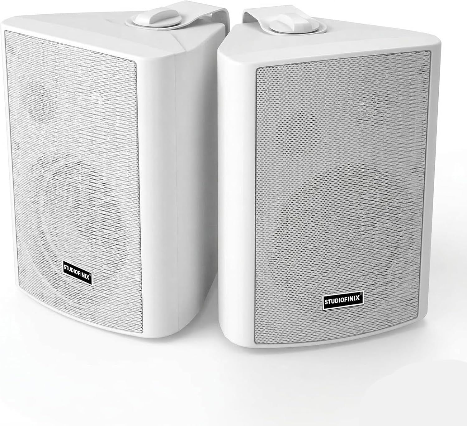 STUDIOFINIX 5.25 Inch 300W Indoor/Outdoor Bluetooth 5.1 Waterproof Wall-Mounted Speakers, Wireless Multi-Speaker Sync with IR Remote, for Patio, Garage, Home, Backyard(501BLE,White,Pair)
