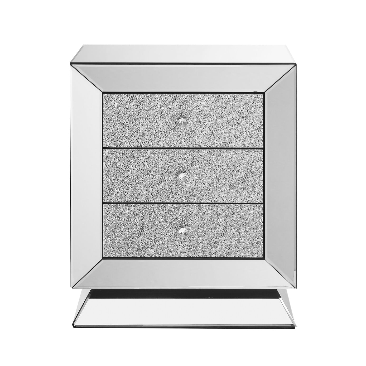 Elegant Mirrored Three-Drawer Cabinet with Diamond-Cut Glass Inlay Drawers, Space-Saving Storage Solution for Living Room, Bedroom, Entryway, Hallway or Sofa Side - Image 6