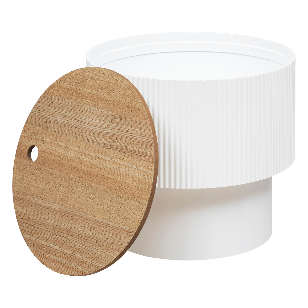 Coffee table "Enola" Ash veneer, white, d.38,5 cm