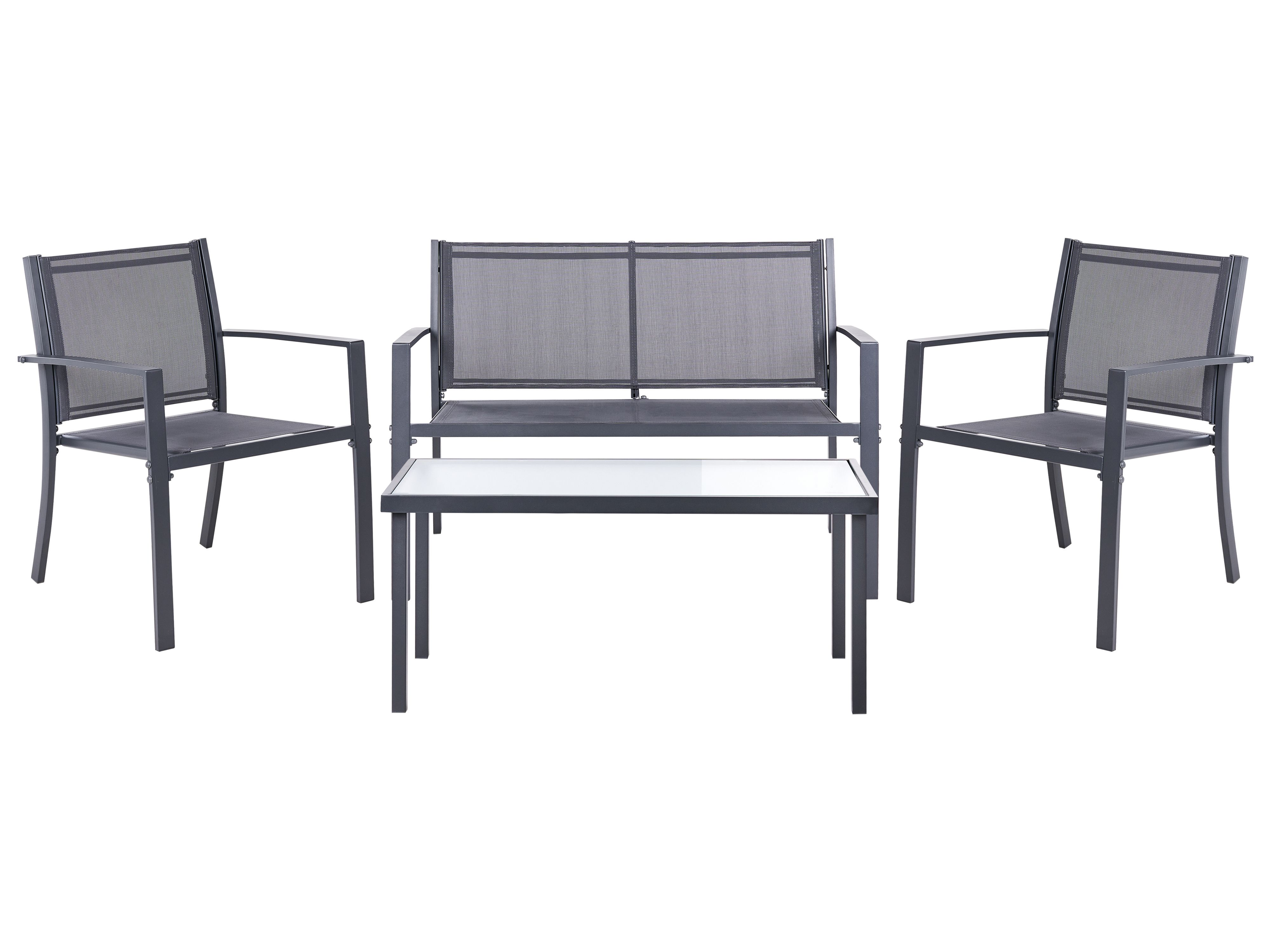 Garden Lounge Set with Table 4 Seater TAVOLETO Metal Dark Grey