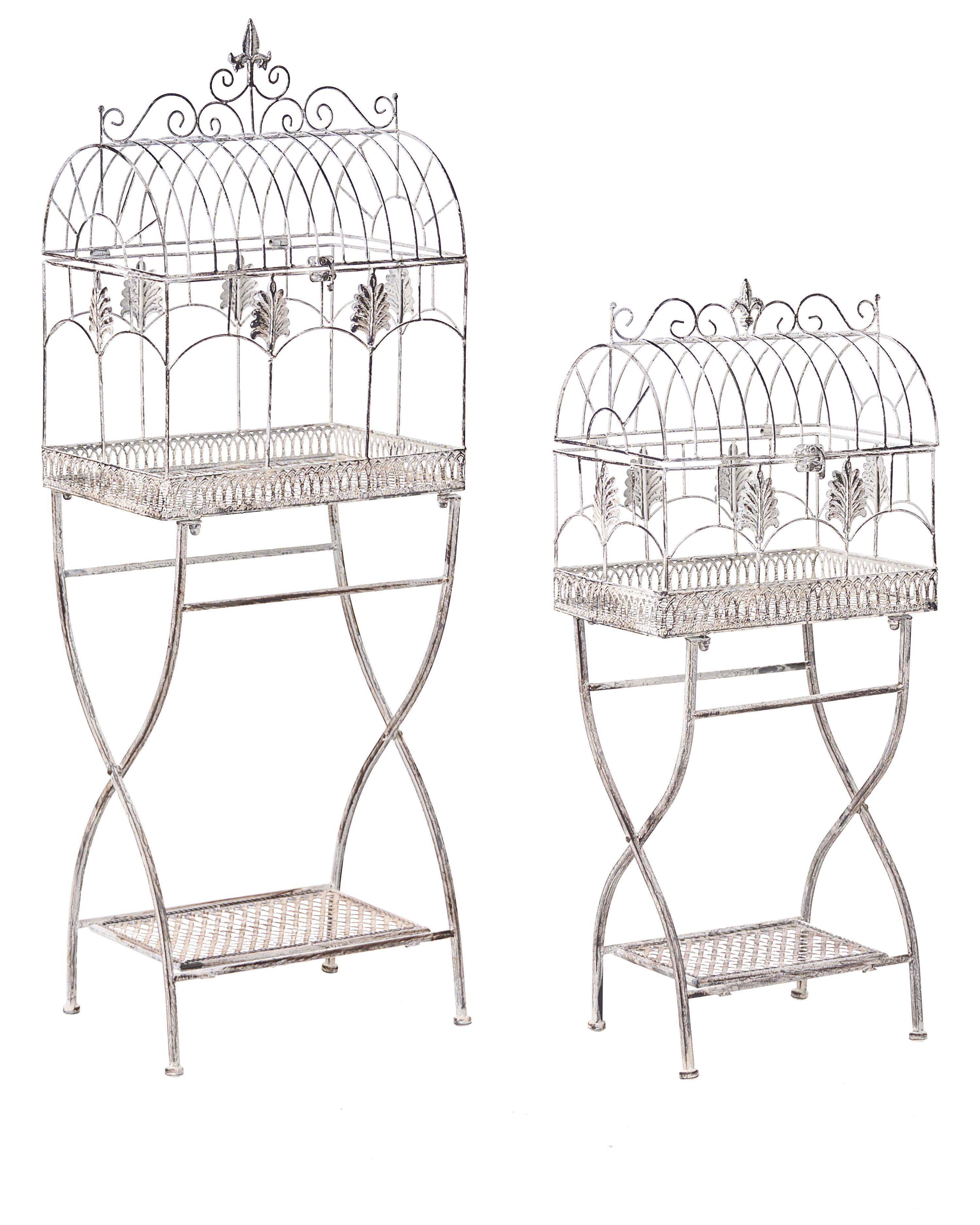 Set of 2 Shelving Units SICILY Metal 43/37 cm 30/27 cm Grey
