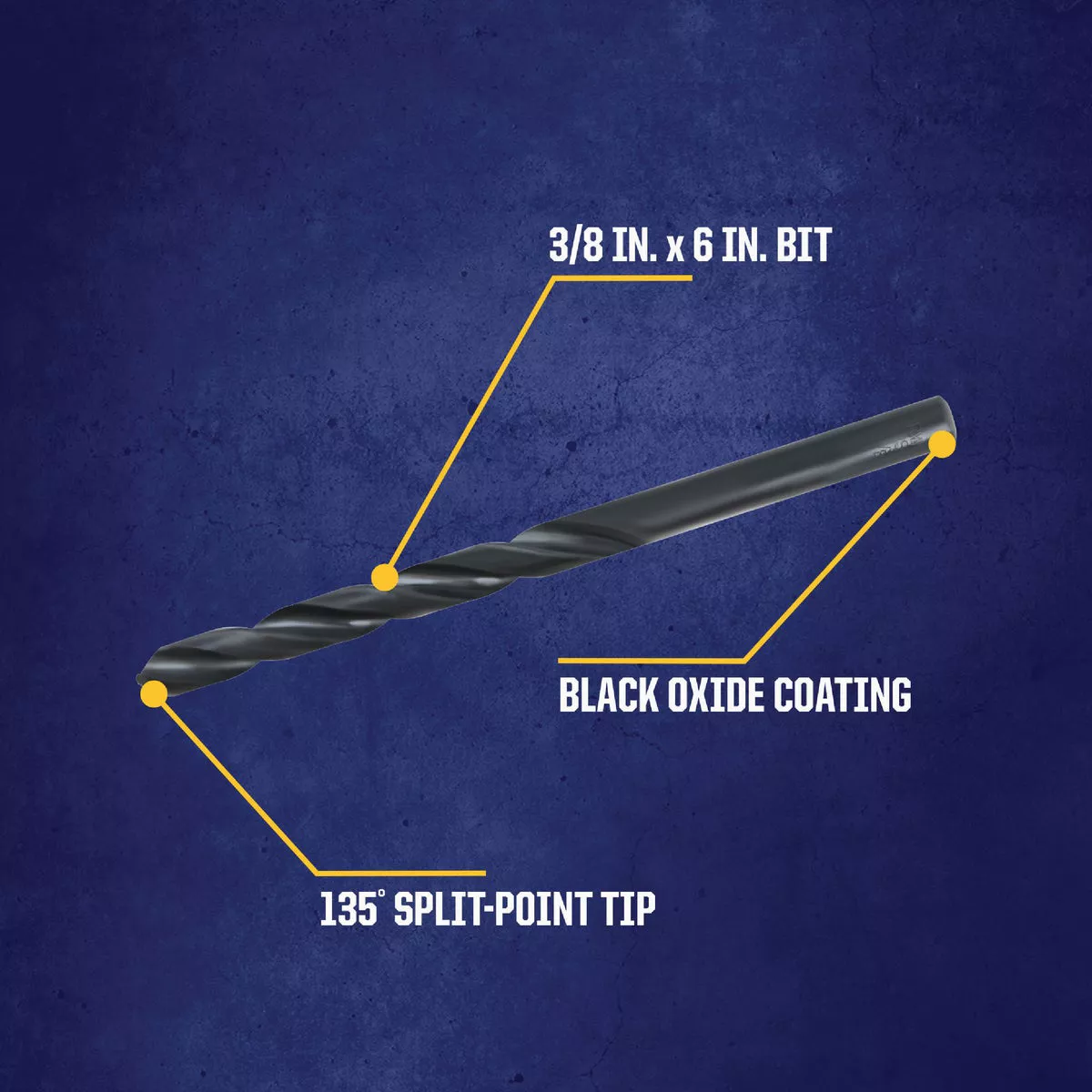 Irwin 3/8 In. x 6 In. M-2 Black Oxide Extended Length Drill Bit
