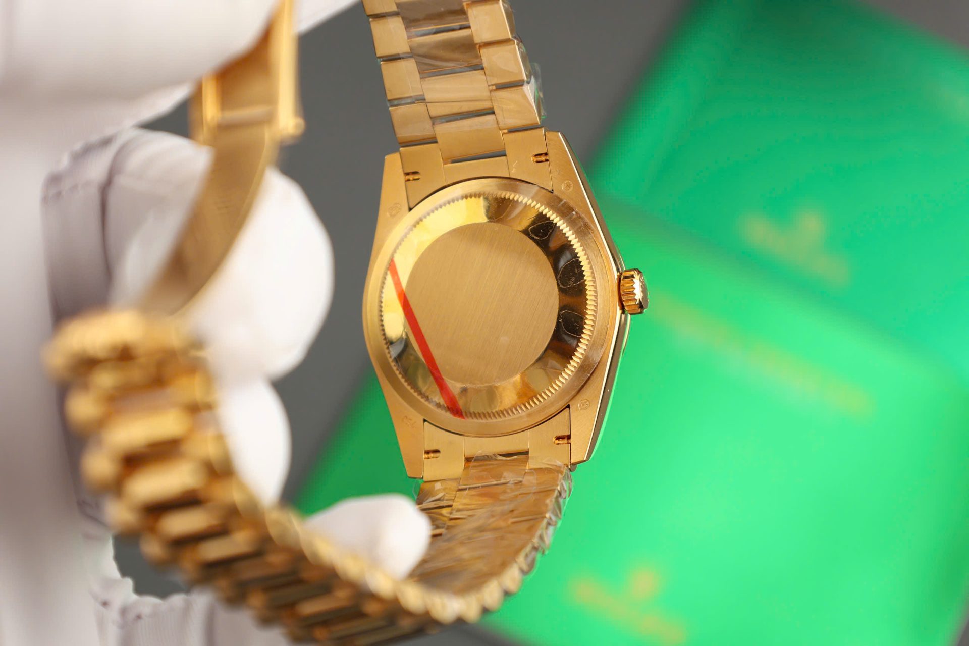 Rolex Day-Date Replica Watch Dial Mother Of Pearl Custom Gold Wrapped 36mm - Elite Watch Atelier