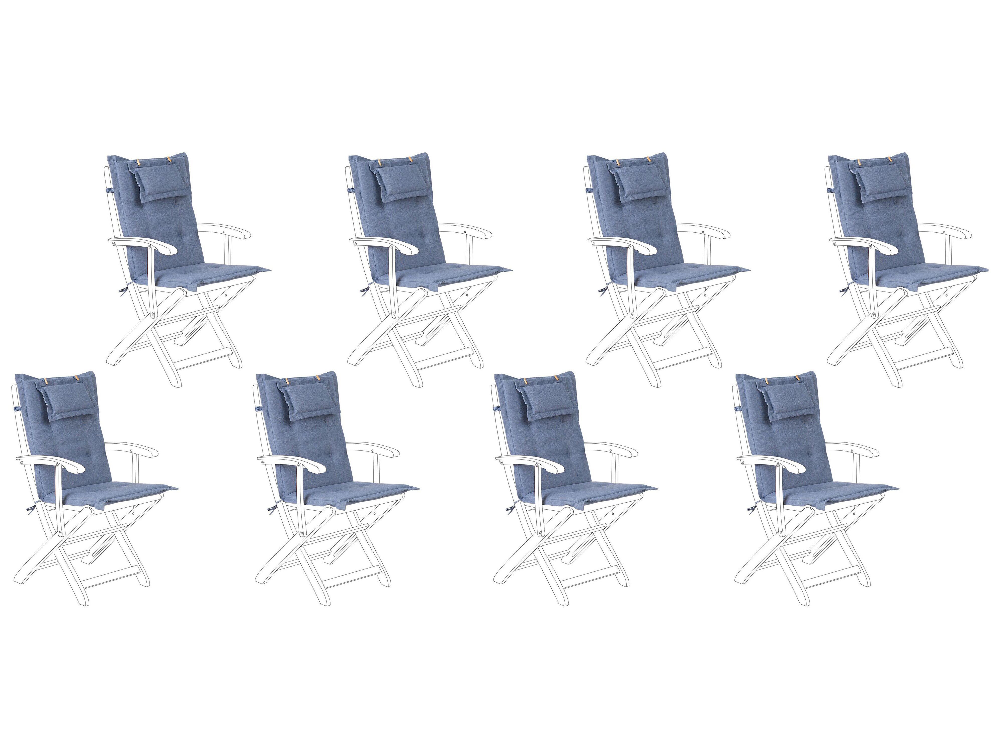Set of 8 Back/Seat Cushions MAUI 40 x 54 cm Blue