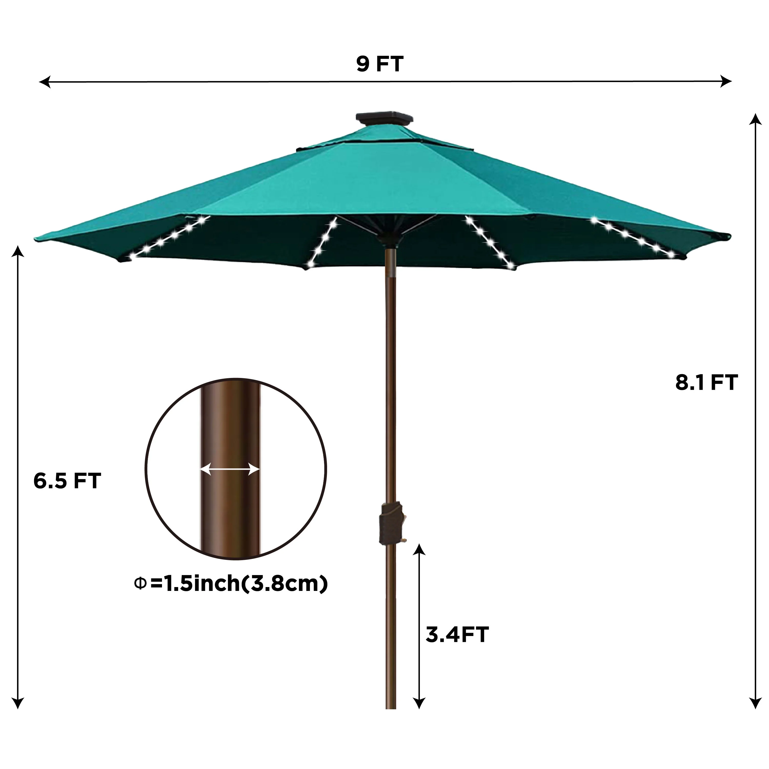 EliteShade Sunbrella Solar Umbrellas 9ft Market Umbrella with 80 LED Lights Patio Umbrellas Outdoor Table Umbrella with Ventilation and 5 Years Non-Fading Top,Ruby - Image 11