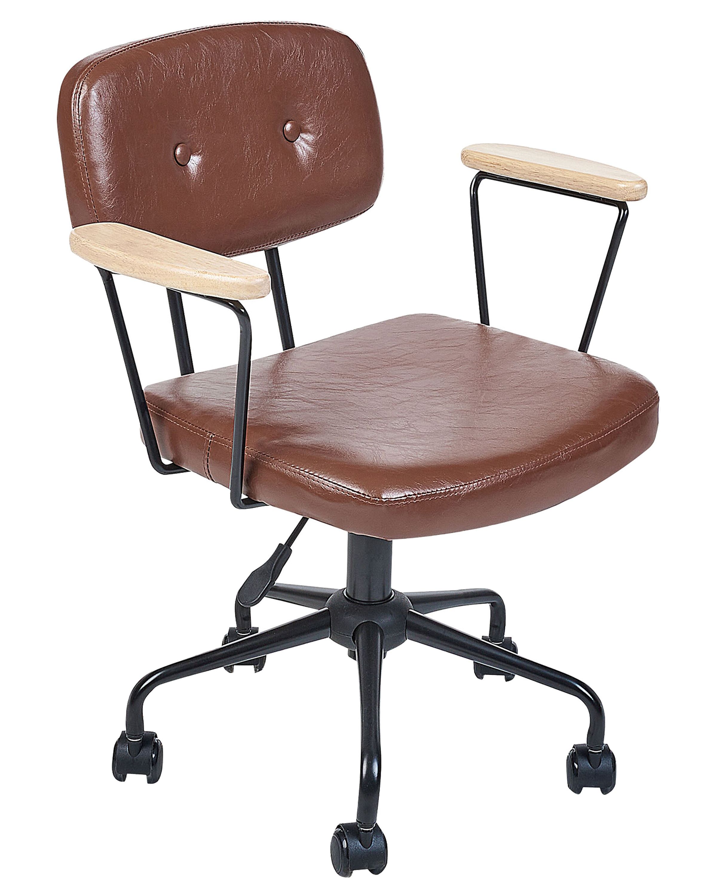 Desk Chair ALGERITA Faux Leather Brown