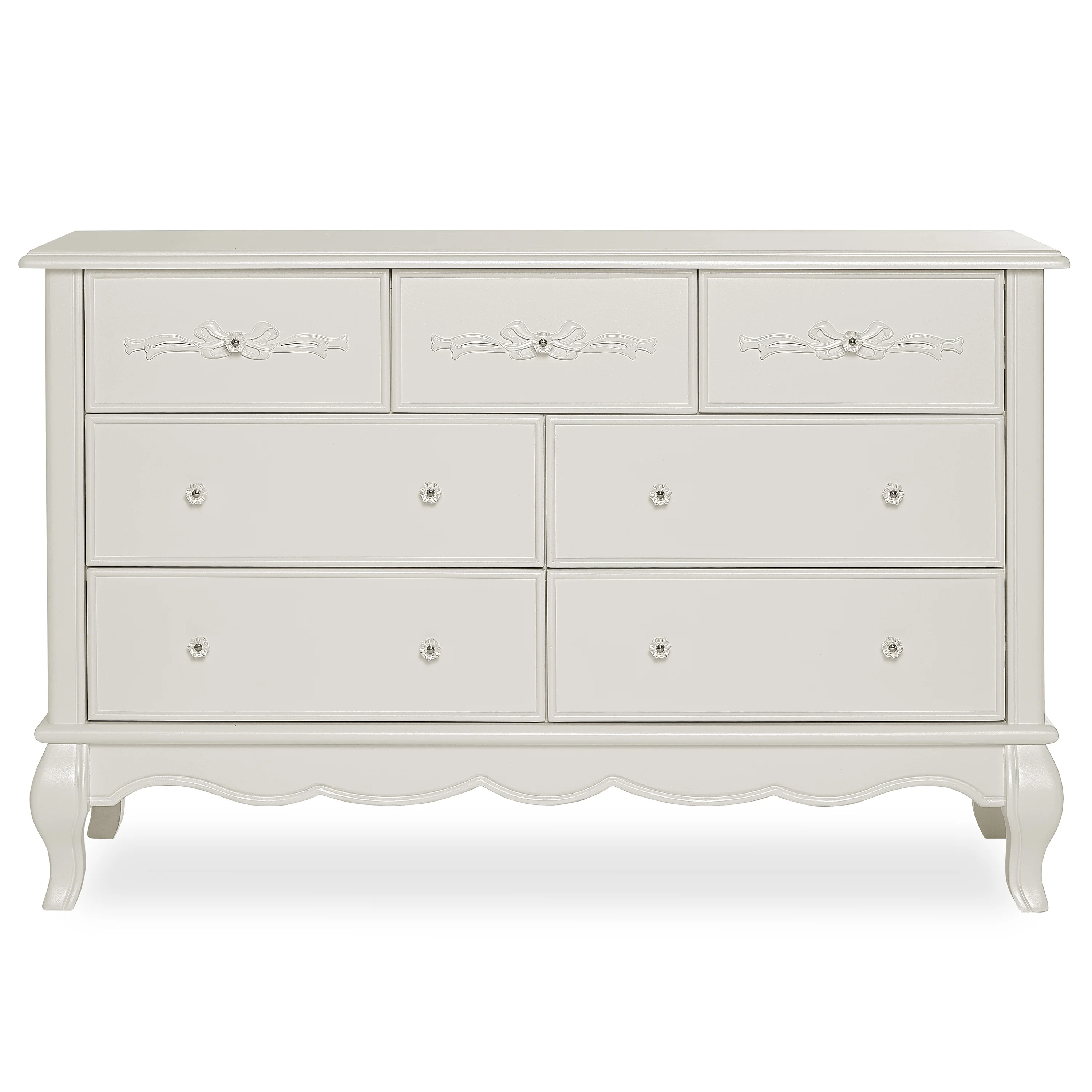 Evolur Aurora 7-Drawer Double Dresser in Ivory Lace, Spacious Drawers - Image 2