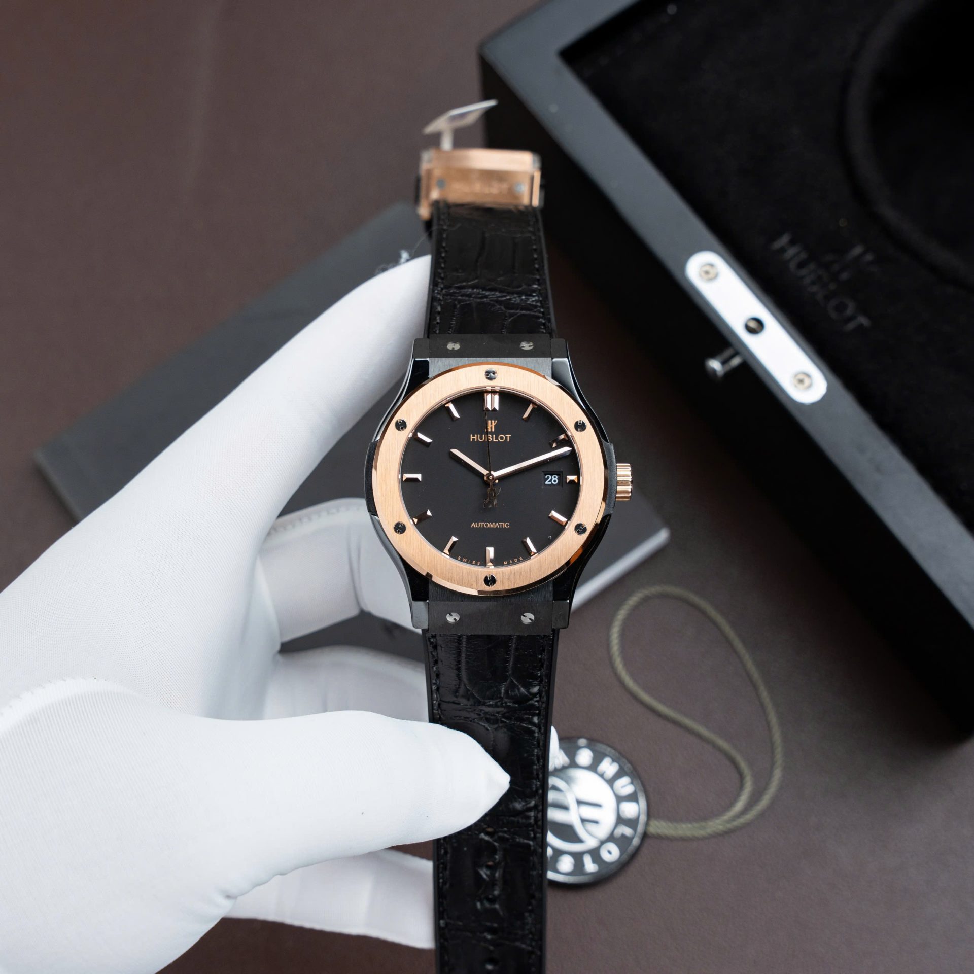 Hublot Classic Fusion Ceramic King Gold Replica Watch Movement SW300 Swiss Made 42mm - Top club