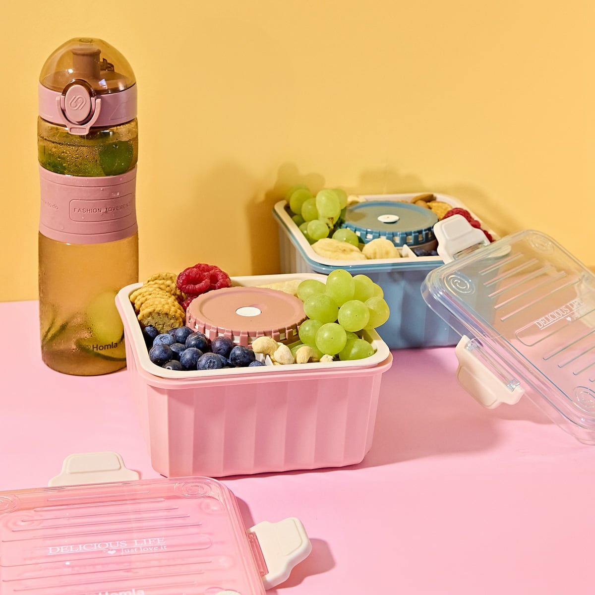 Lunchbox POPPIE z łyżeczką różowy 2.15 l