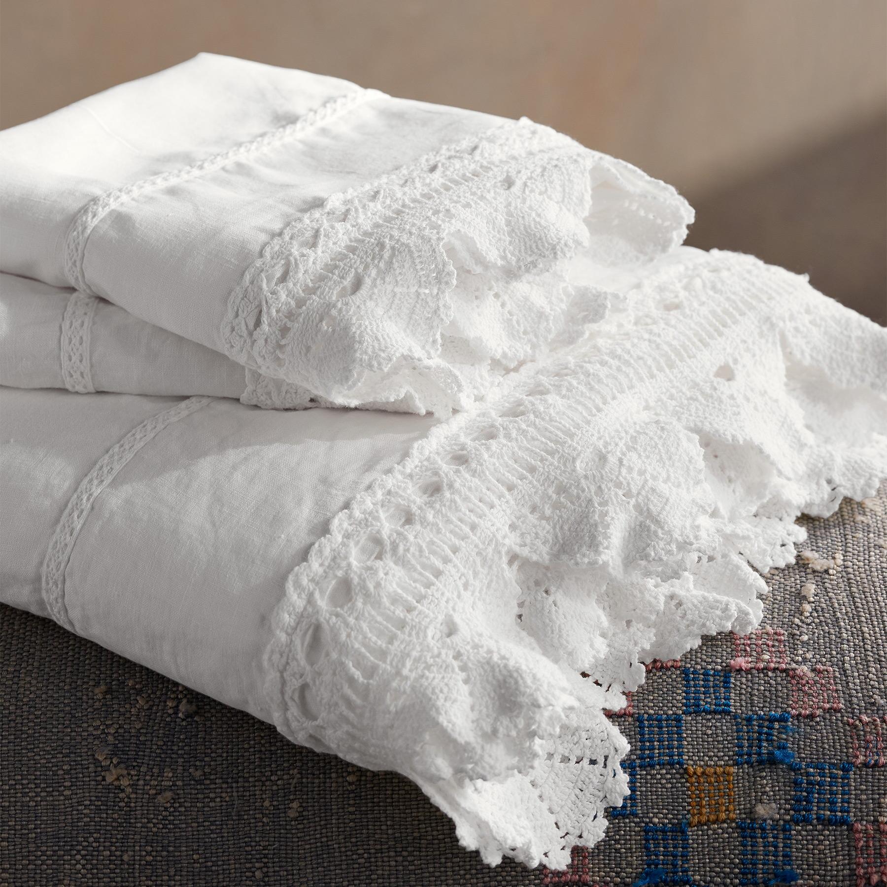 Gossamer Linen Crochet Flat Sheet - Sundance Clothing