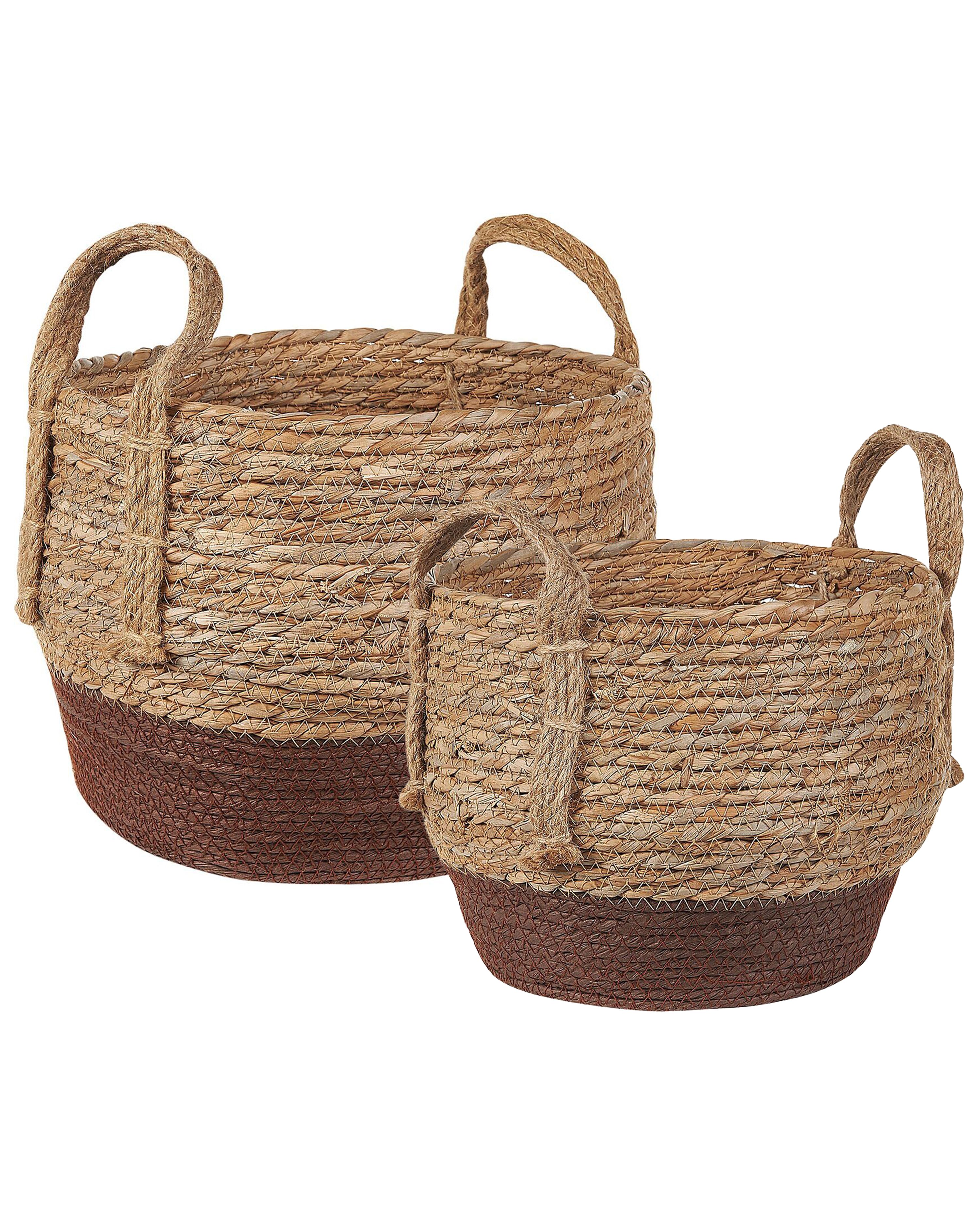 Set of 2 Plant Pots PALADJU Seagrass 30/25 cm Natural
