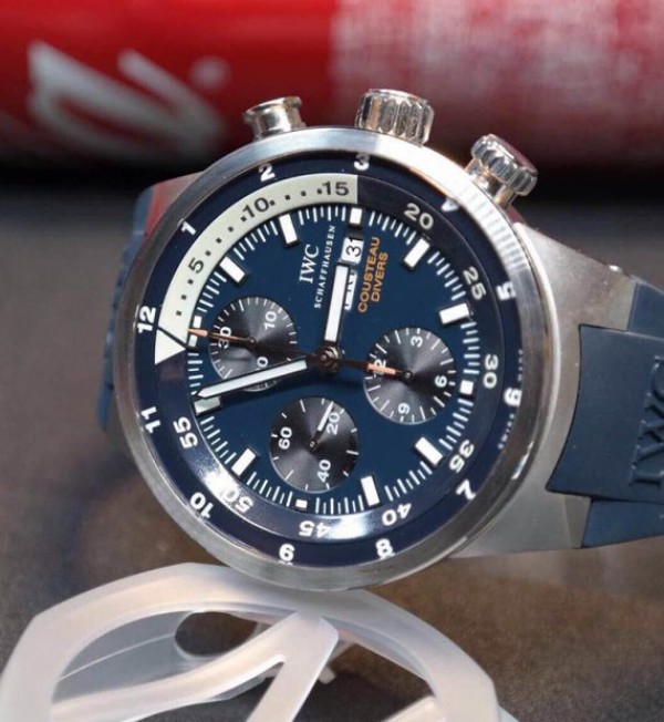 Replica IWC Aquatimer Chronograph Cousteau Divers Blue Dial - Elite Watch Atelier