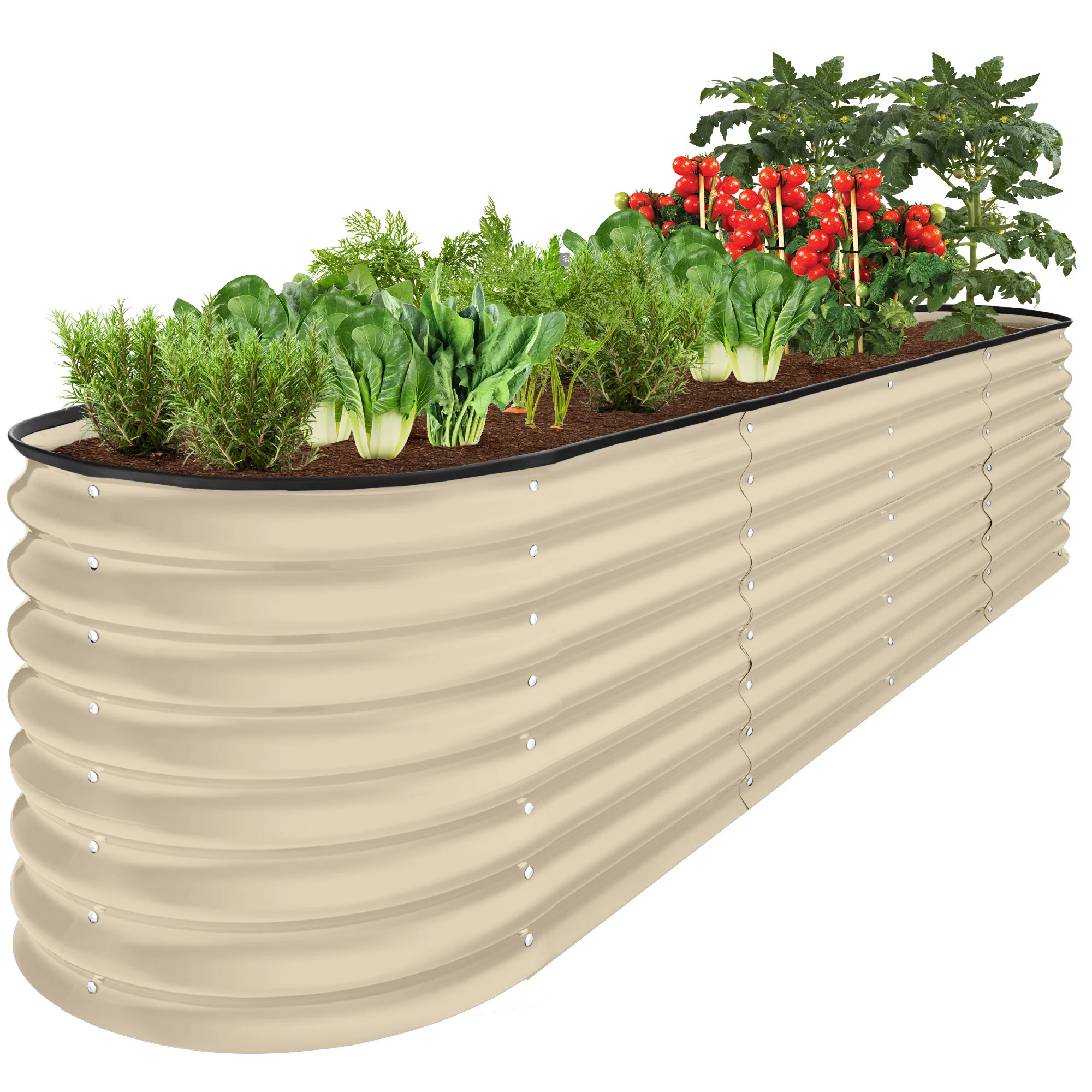 Best Choice Products 8x2x2ft Metal Raised Garden Bed, Oval Outdoor Planter Box w/ 4 Support Bars - Charcoal - Image 34