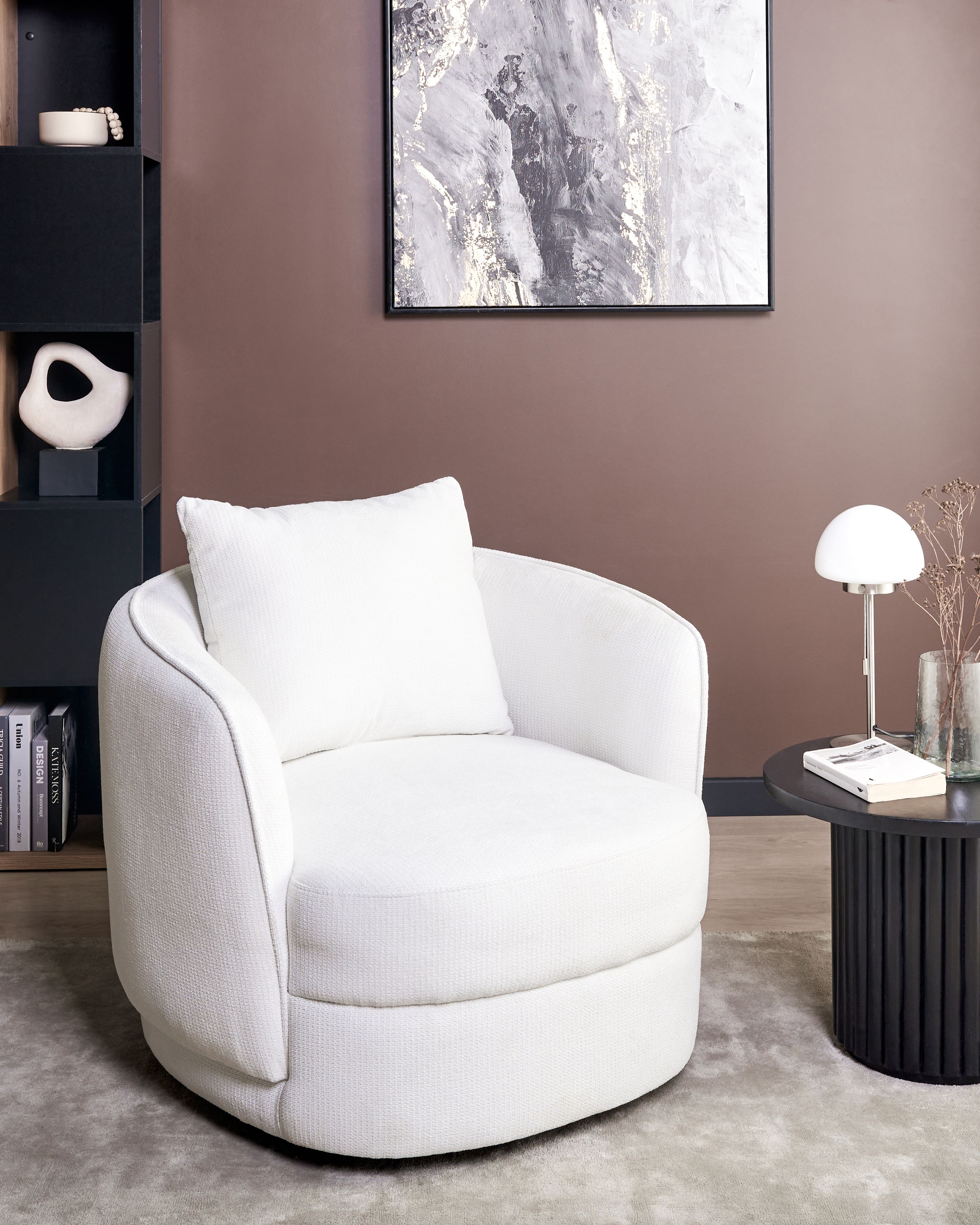 Swivel Armchair ANDALEN Fabric Off-White