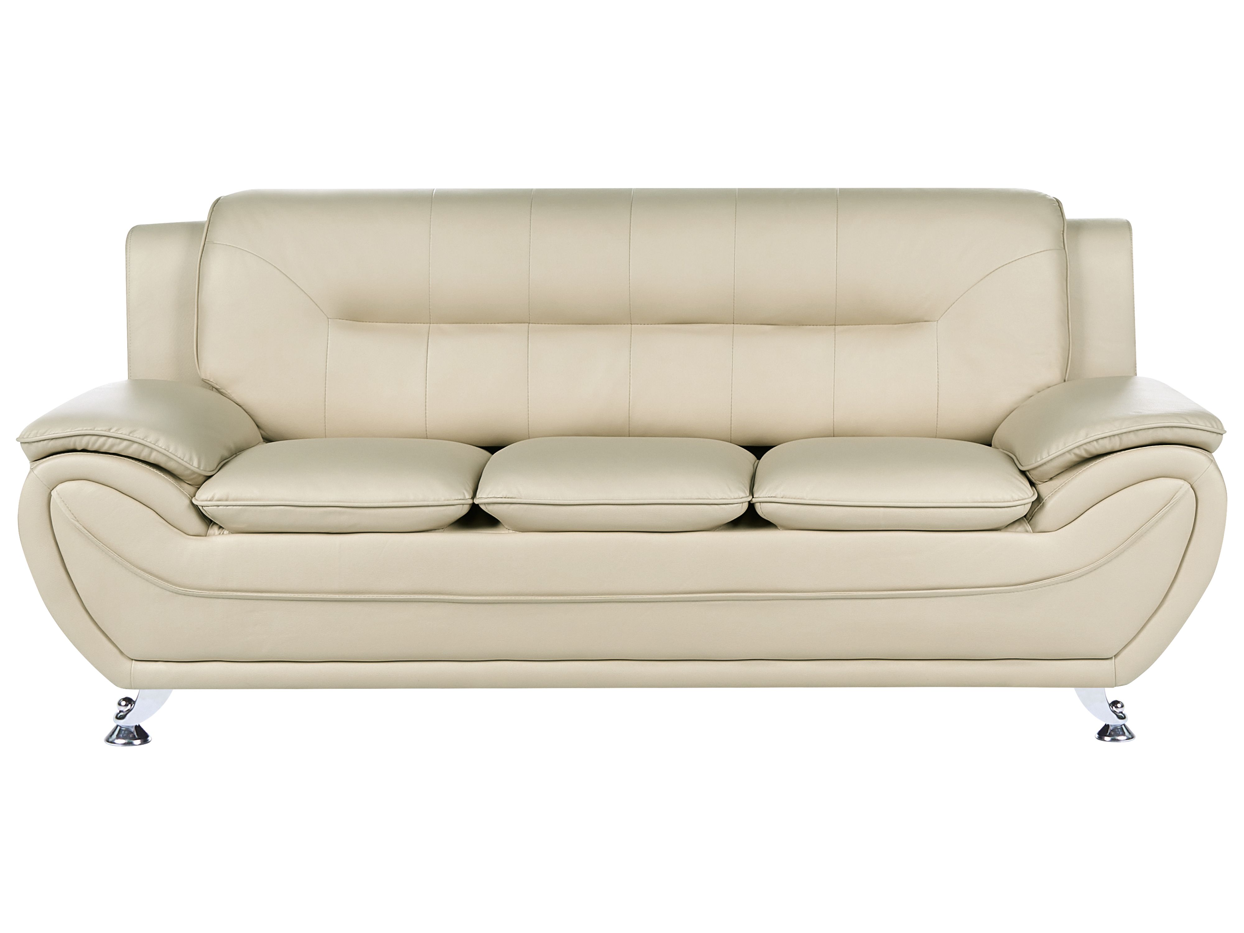 Sofa 3 Seater LEIRA Faux Leather Beige
