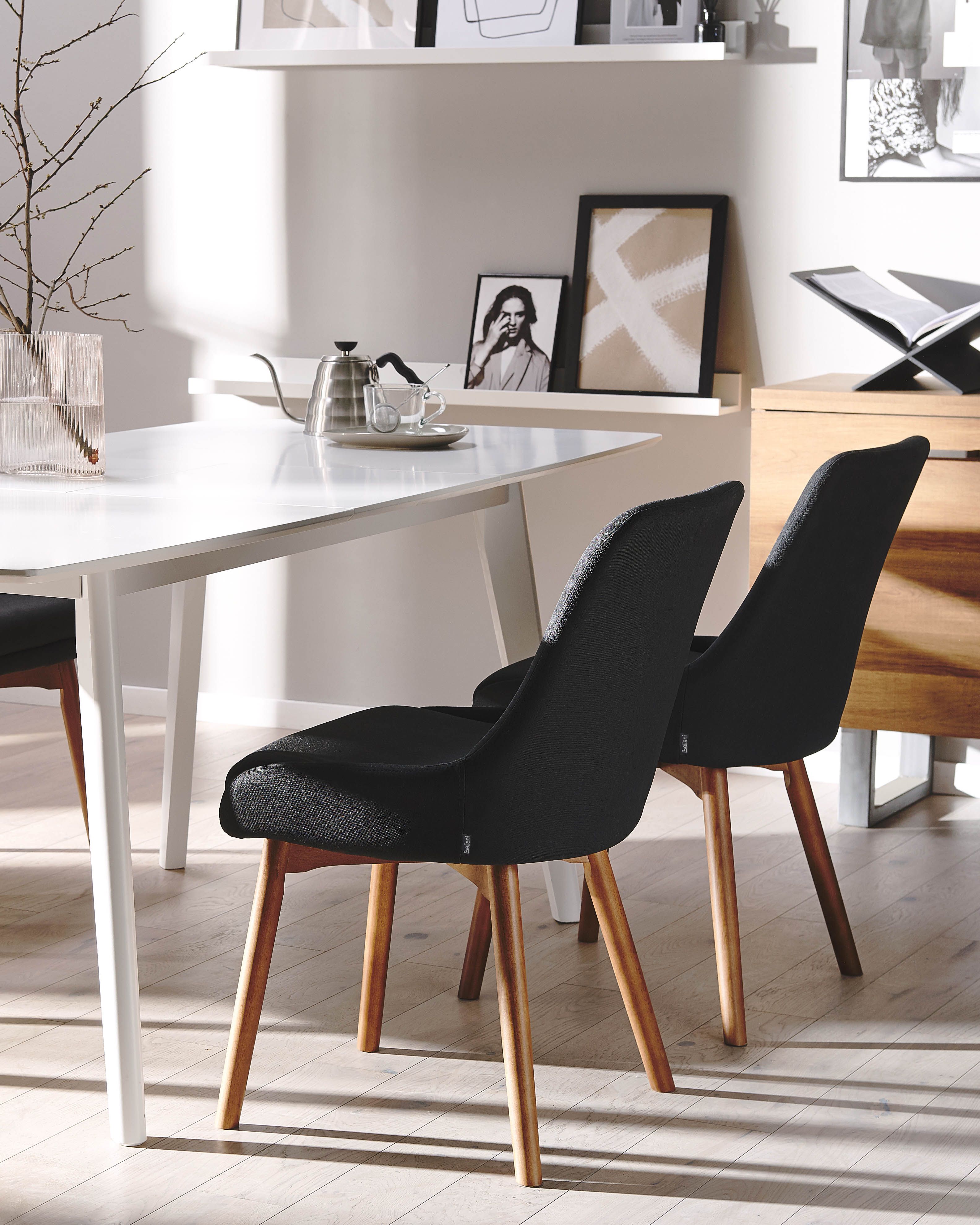 Set of 2 Dining Chairs MELFORT Fabric Black