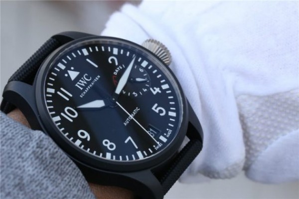 Replica IWC Big Pilot Real PR IW502001 Real Ceramic ZF V2 Black Calfskin Strap A51111 - Top club