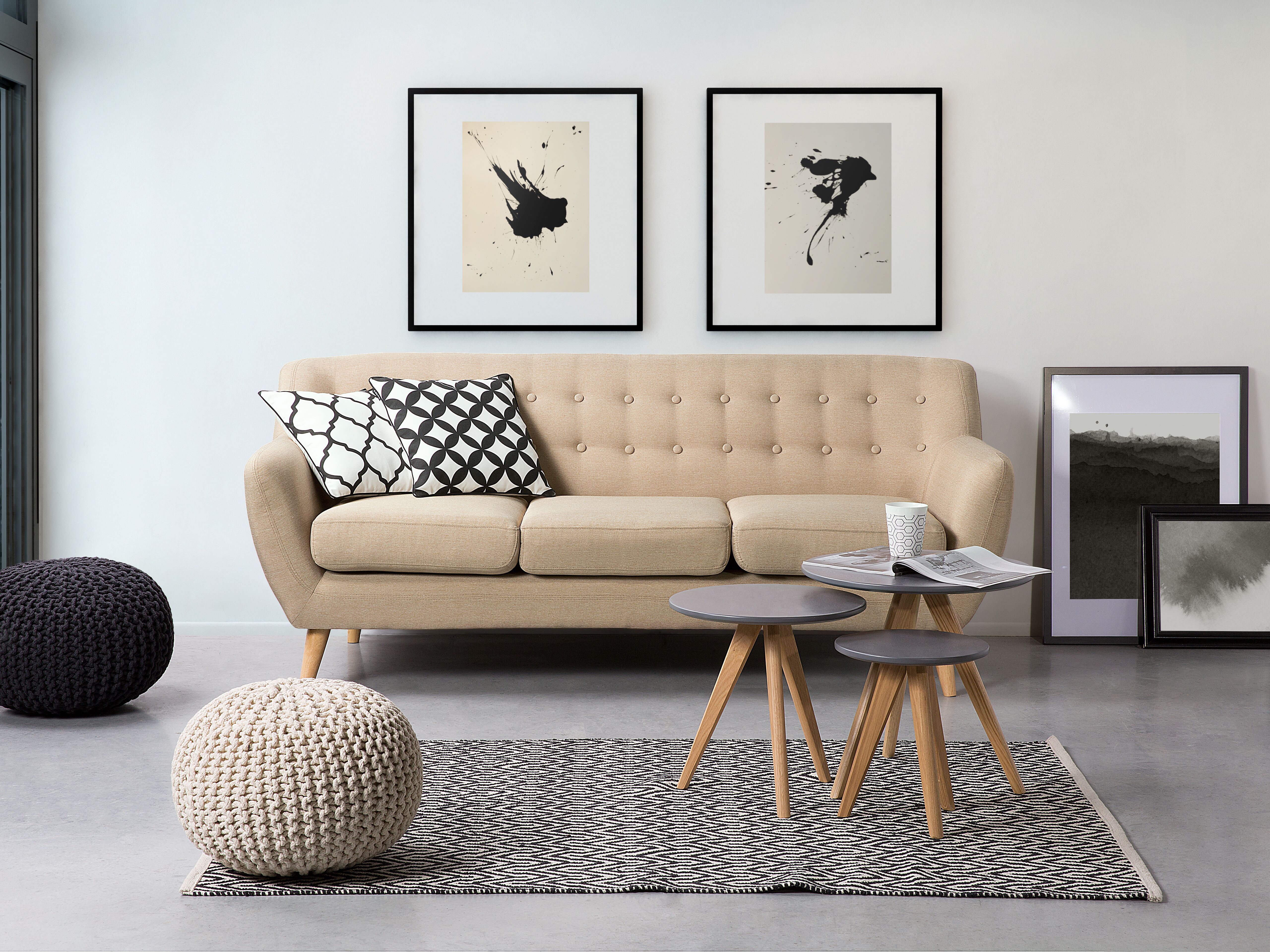 Sofa 3 Seater MOTALA Fabric Beige