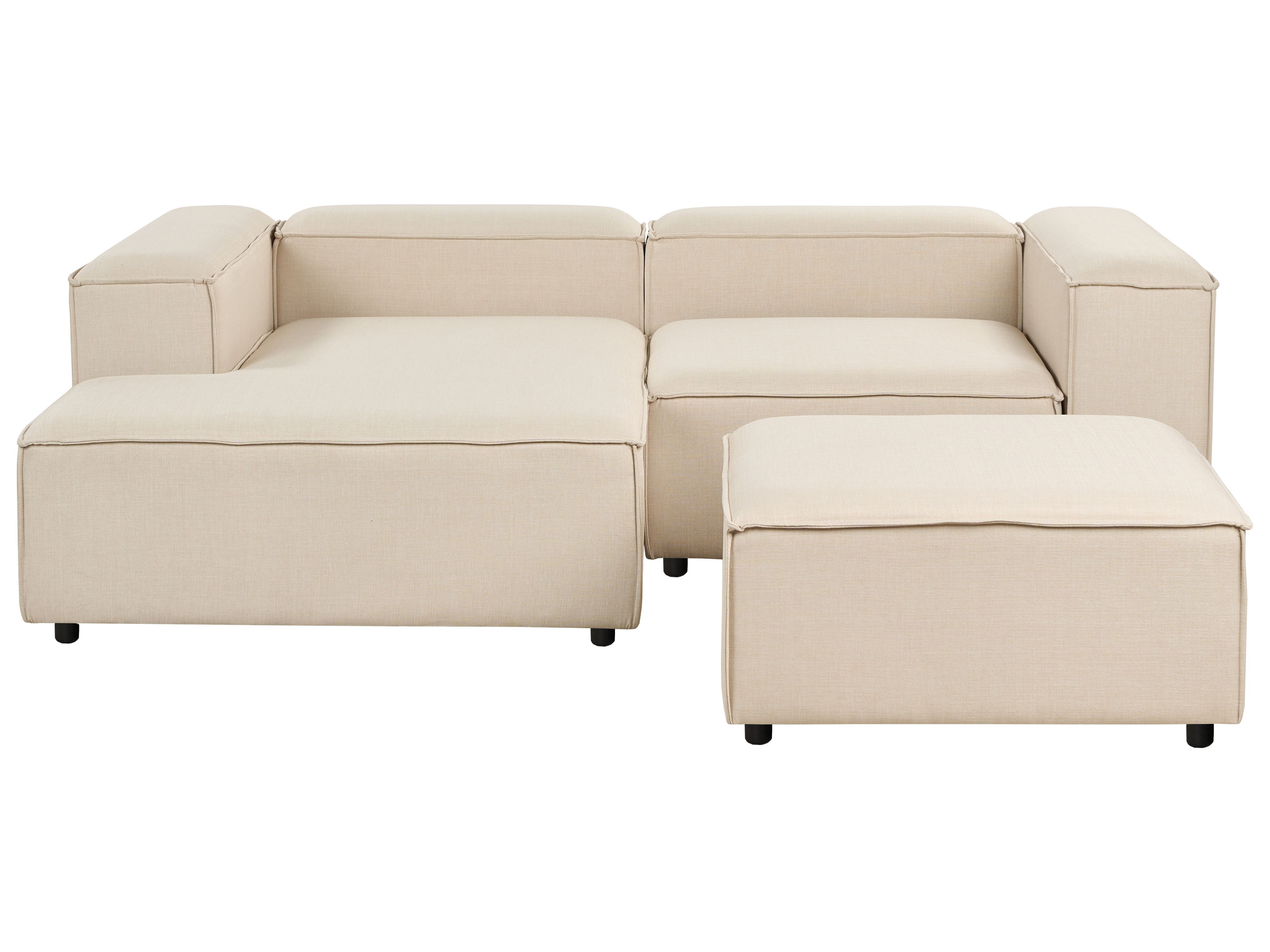 Modular Corner Sofa 3 Seater ARDAL Fabric Beige with Ottoman Right Hand