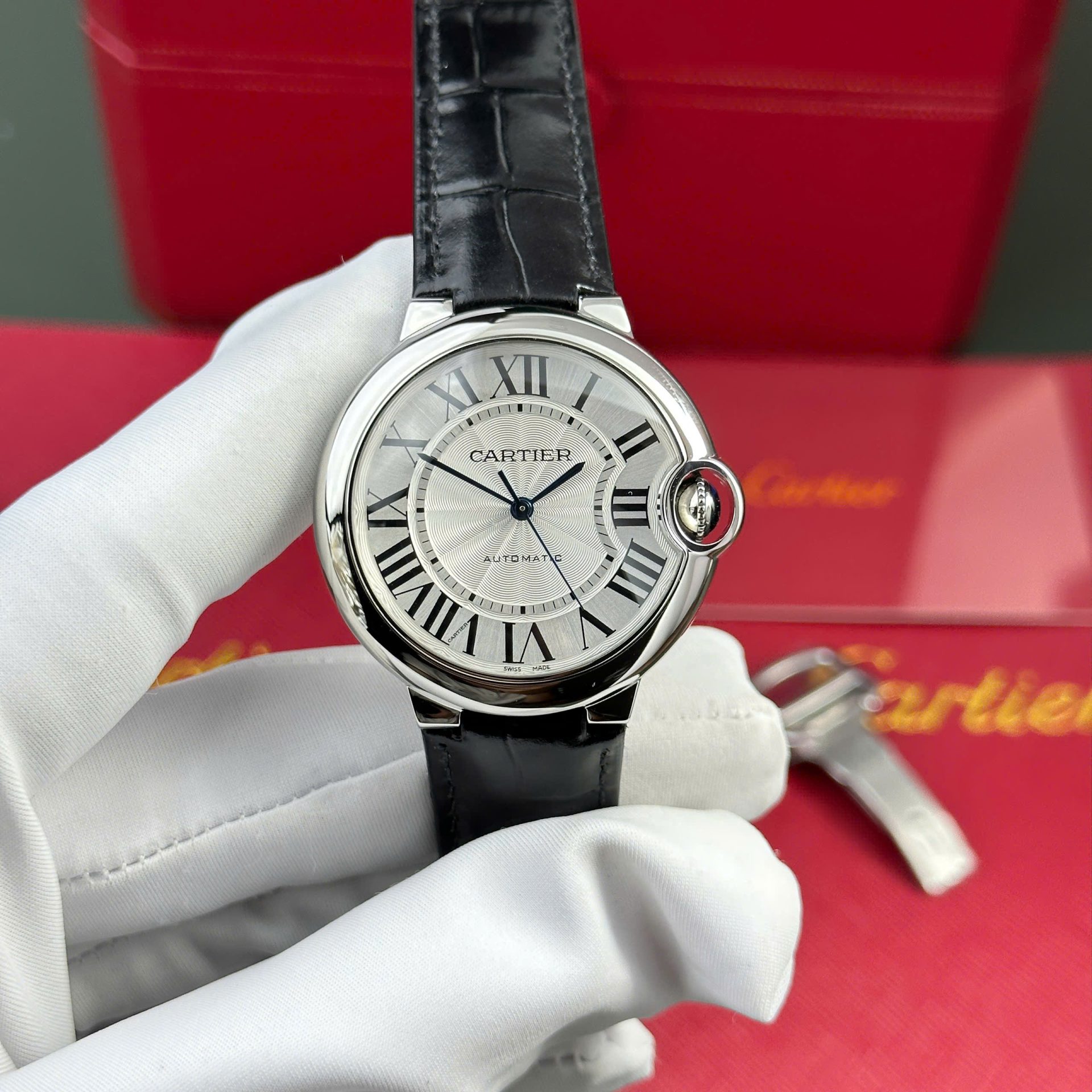 Cartier Ballon Bleu Replica 11 Watch White Dial Leather Strap AF Factory 36mm - Top club