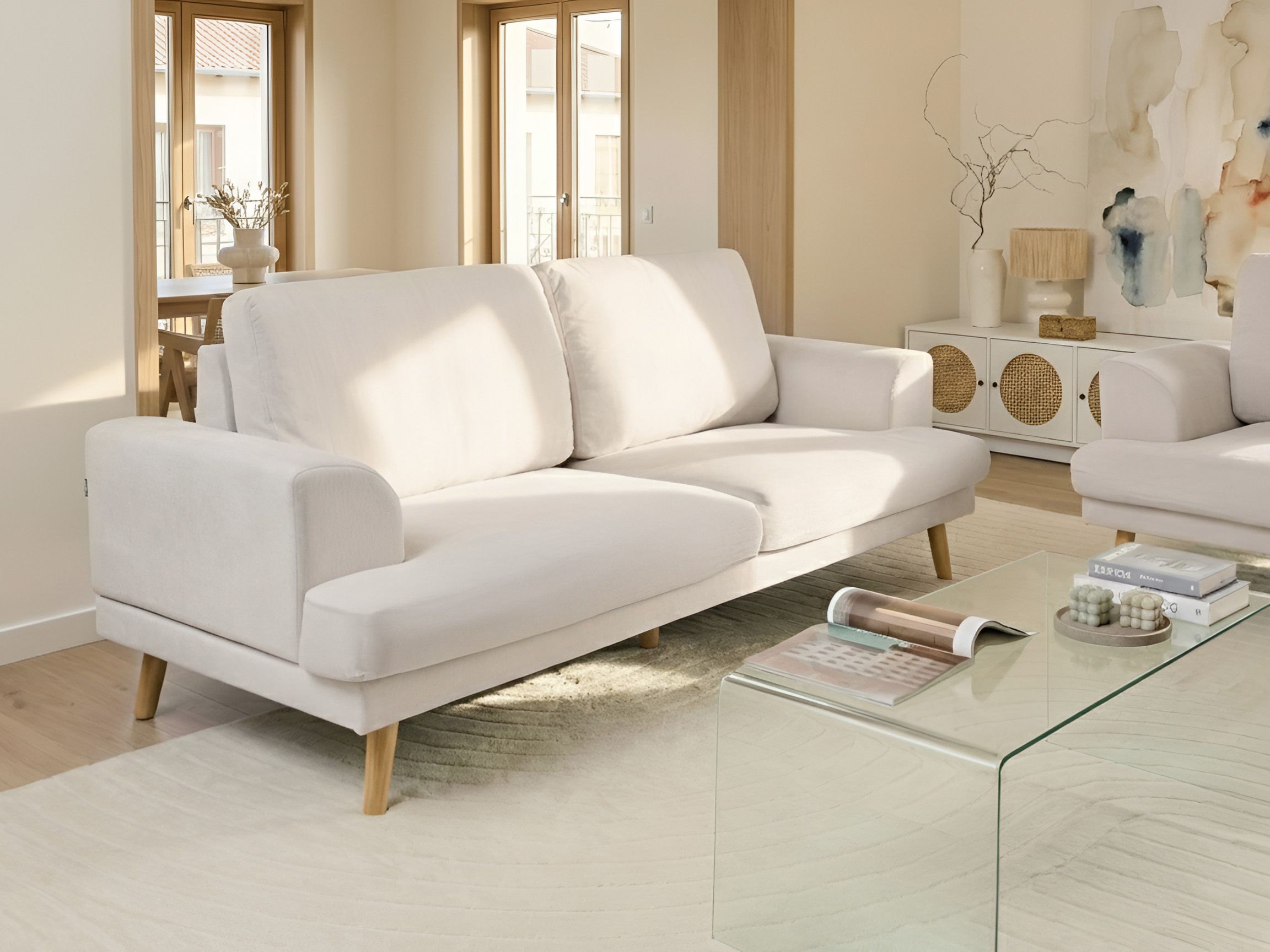 Sofa 3 Seater KILDAL Fabric Light Beige