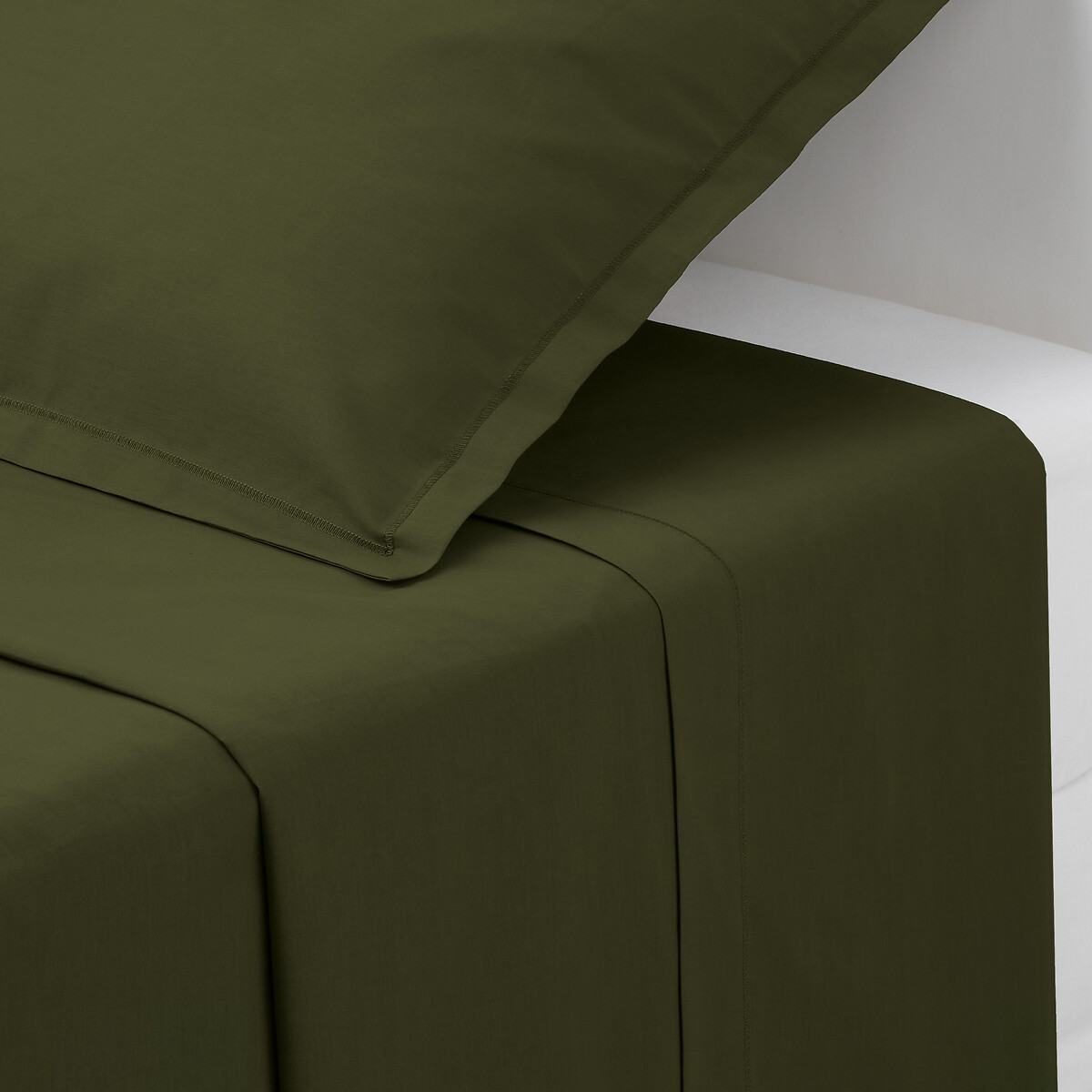 Fitted Sheet, cotton Khaki green, 180x290 cm