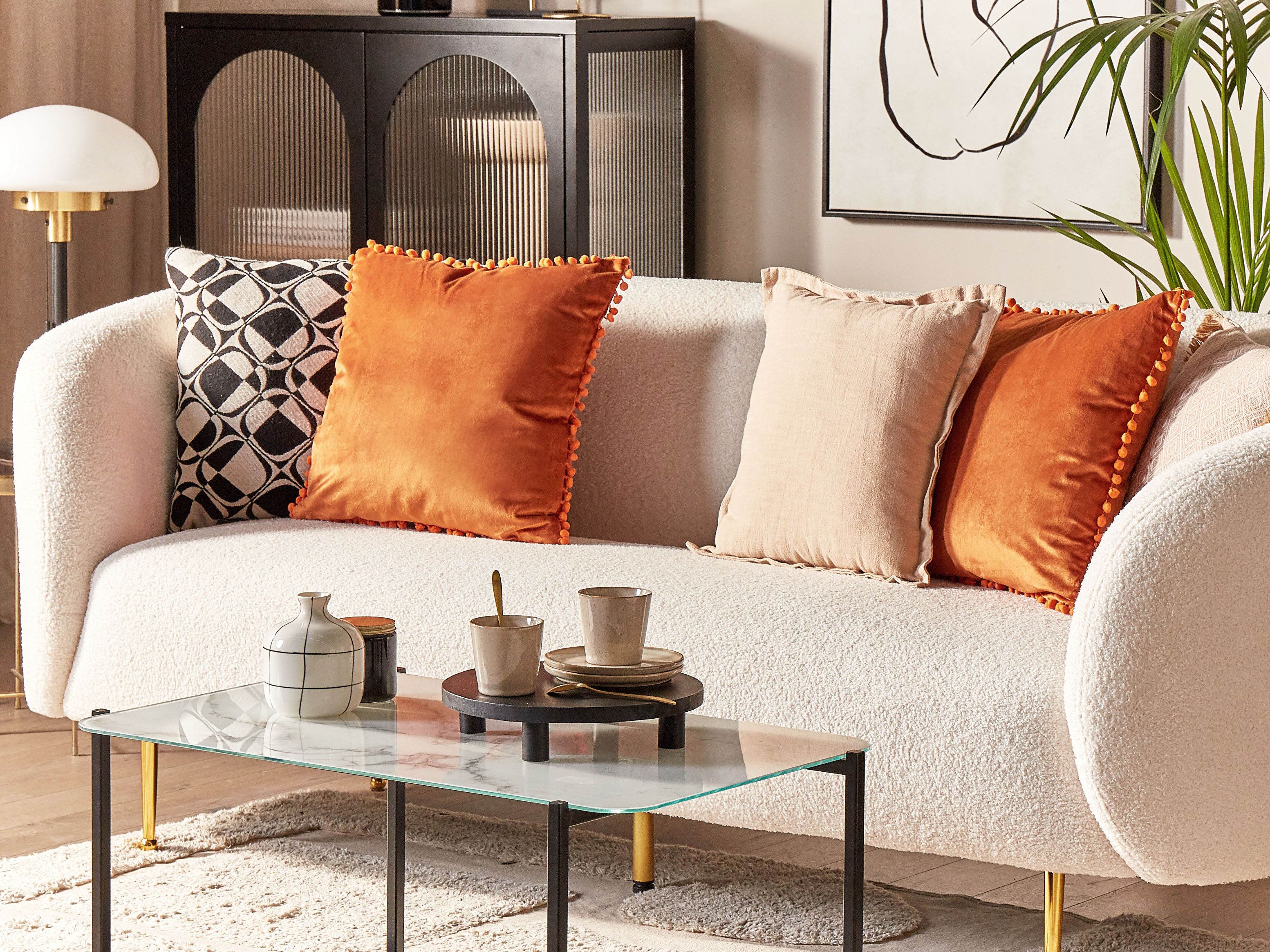Set of 2 Decorative Cushions AERANGIS Velvet 45 x 45 cm Orange Solid