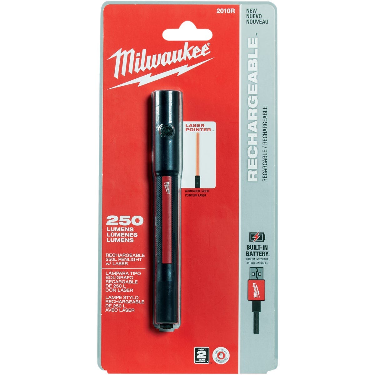 Milwaukee 250 Lm. LED Rechargeable Penlight with Laser