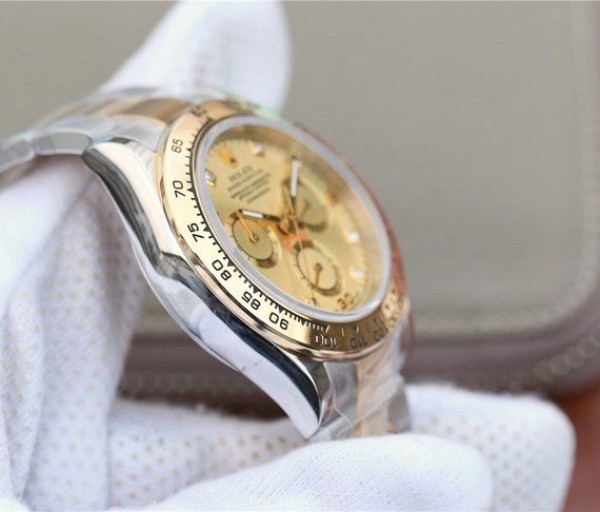Replica Rolex Daytona 116523 Thick YG Wrapped YG Dial Diamonds Markers SS/YG Bracelet A7750 - Top club