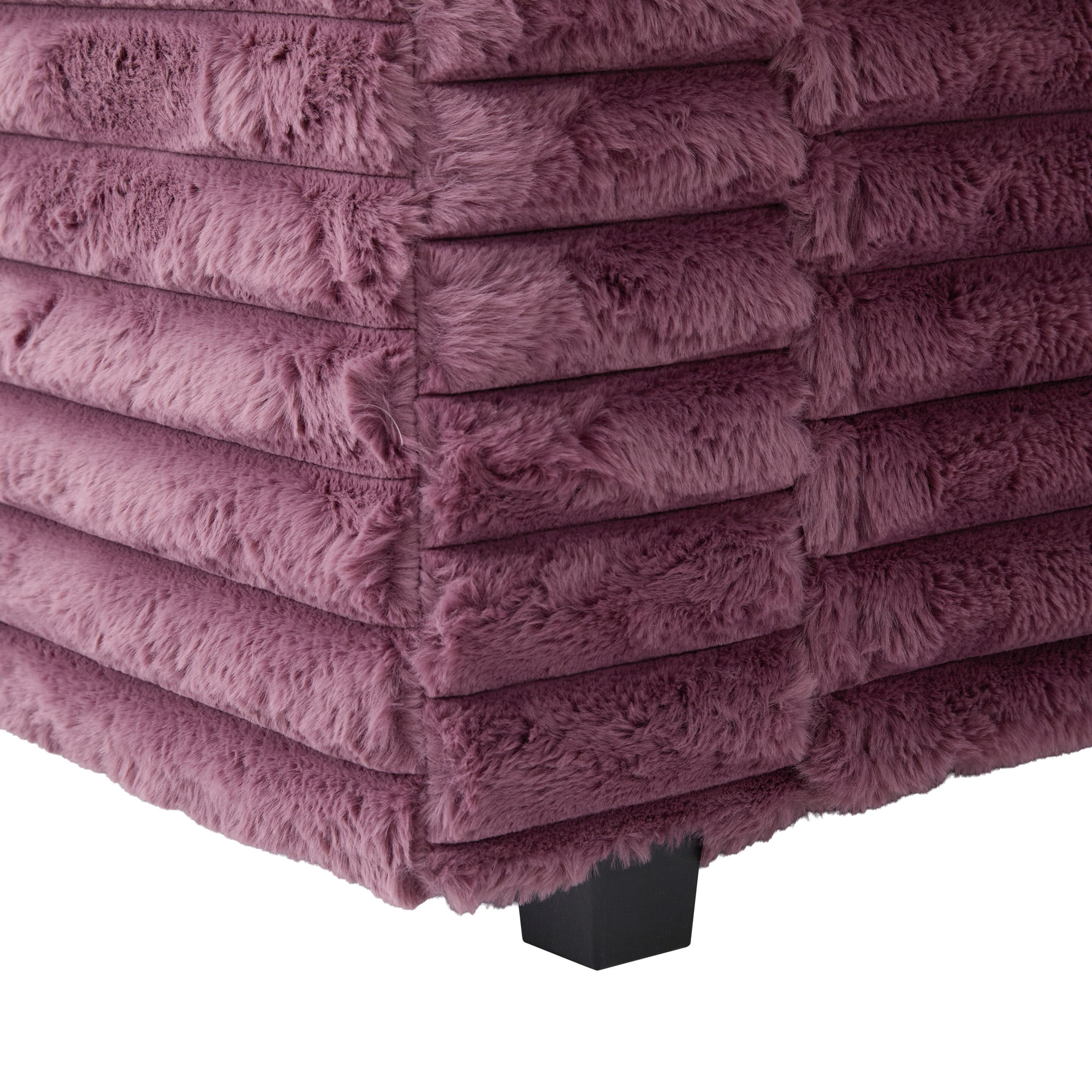 Oversized Double Chaise Lounge, Faux Fur Upholstered Deep Seat Sofa with 2 Pillows, 2 Cupholders, and Dual USB Ports - Image 11