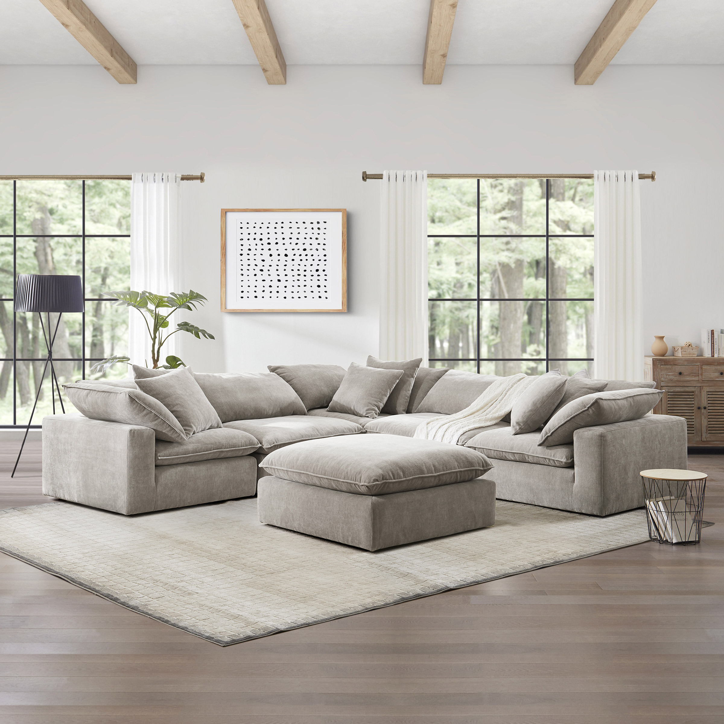 Sereen 6-piece Fabric Modular Sectional, Taupe - Image 4