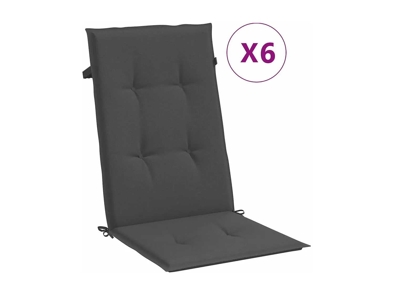 Coussins de chaise à dossier haut lot de 6 anthracite mélangé