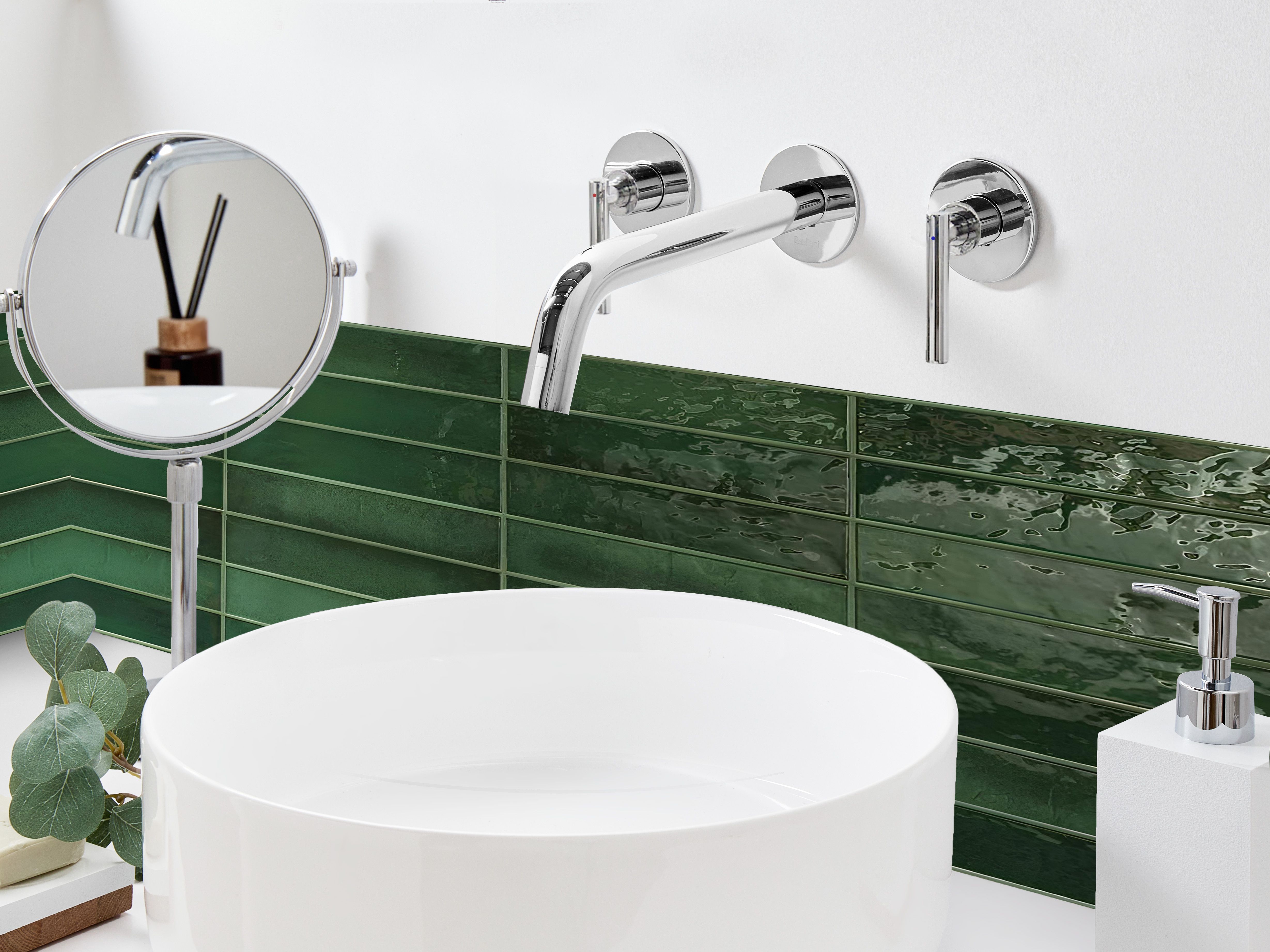 Wall Mounted Basin Mixer Tap ISHINCA Brass Silver