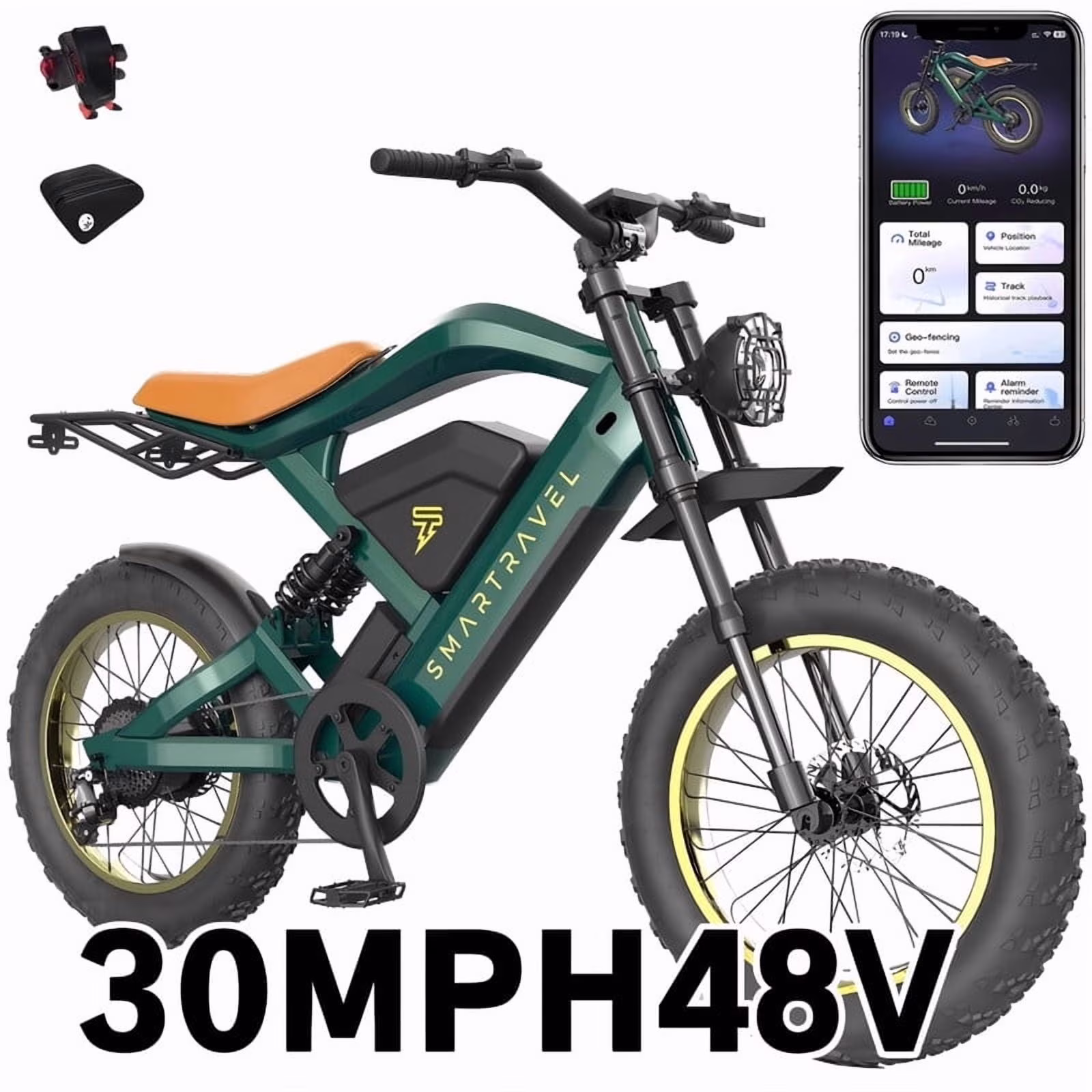 3000W(Peak) Motor 35MPH SMARTRAVEL ST202 Electric Dirt Bike for Adults, 52V50AH Dual Battery Ebike, 92+ Miles Range