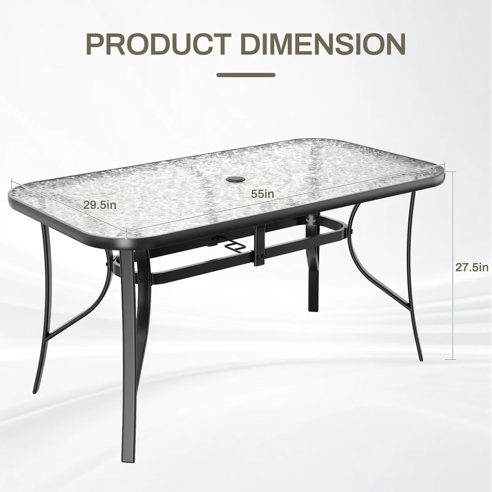 Arlopu Rectangular Patio Dining Table With 5mm Tempered Glass Top - Image 2 Arlopu Rectangular Patio Dining Table With 5mm Tempered Glass Top - Image 2
