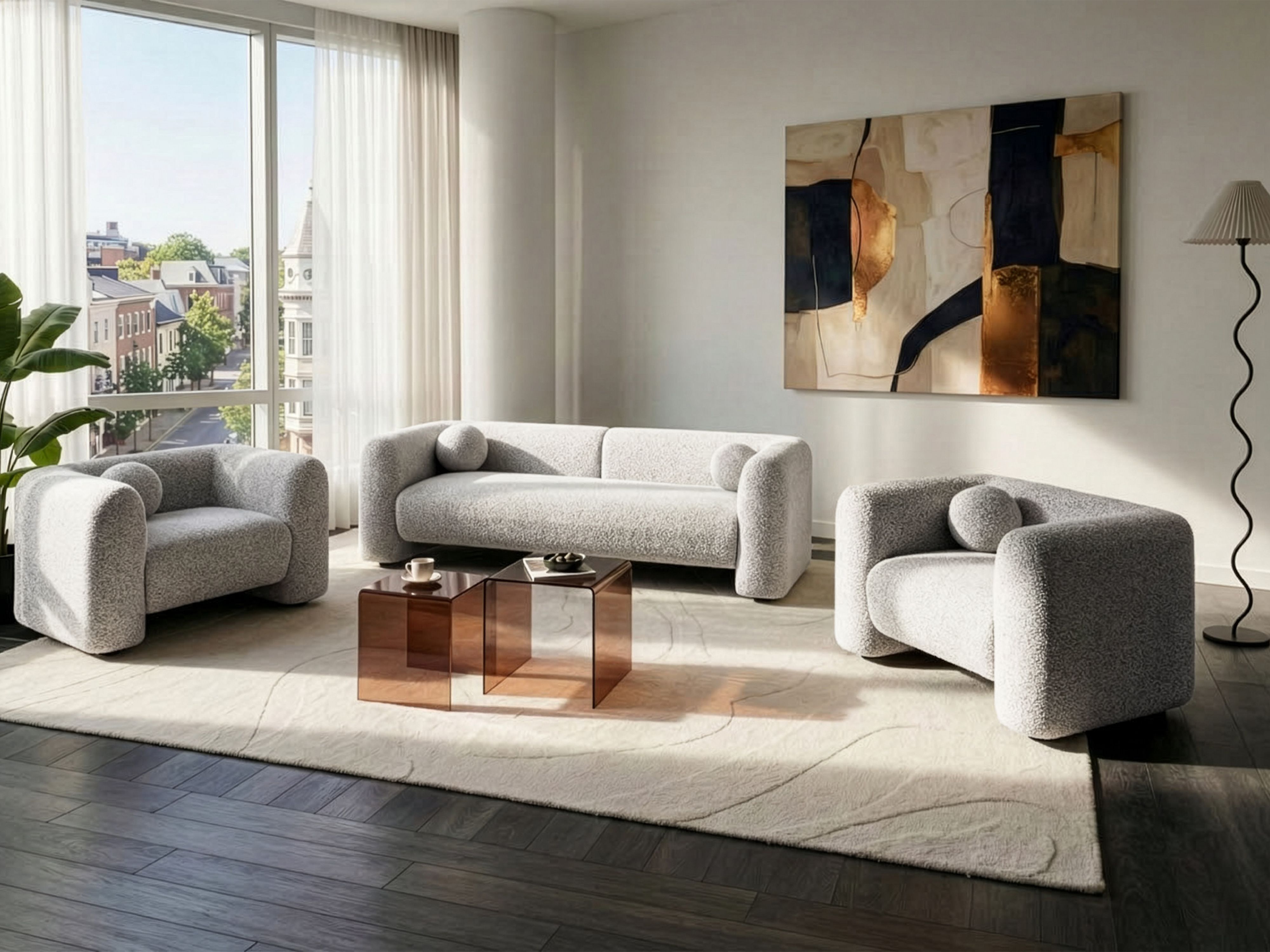 Living Room Set 5 Seater LEIREN Beige