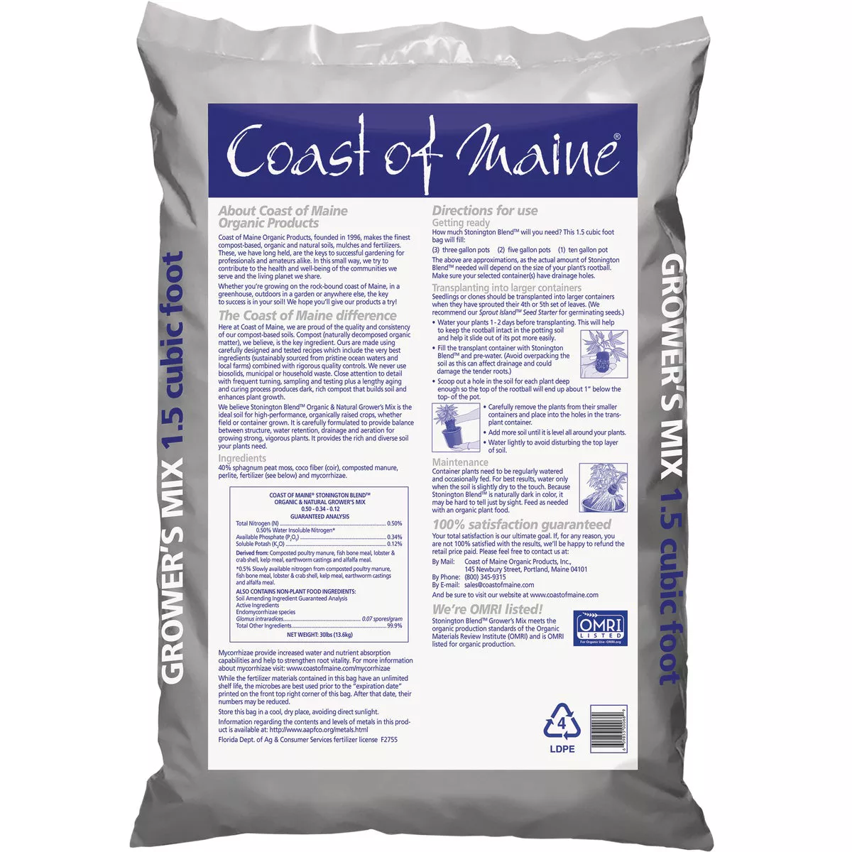 Coast of Maine Stonington Blend 1.5 Cu. Ft. Organic Growers Mix Potting Soil
