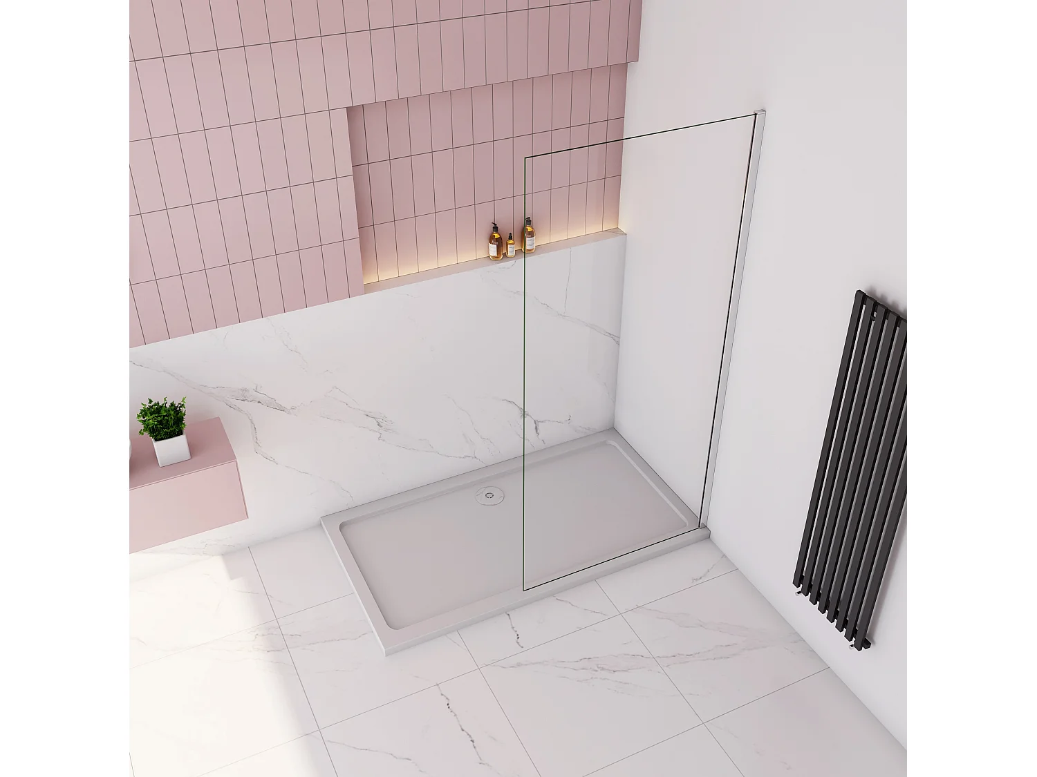 AICA paroi de douche à l'italienne fixe 60x200cm,style atelier,Profilé en aluminium chromé,en 8mm verre anticalcaire,sans receveur