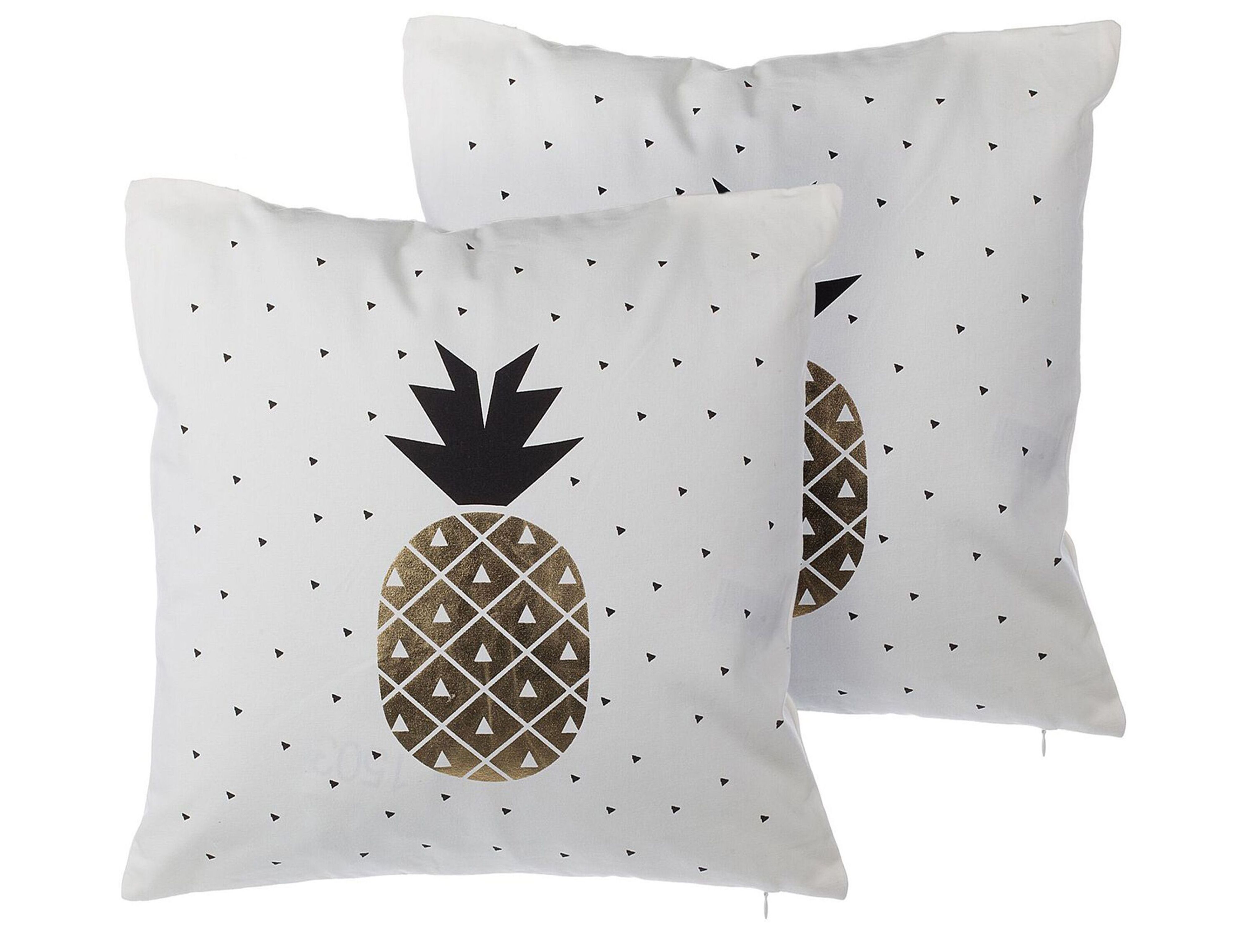 Set of 2 Decorative Cushions YASMIN Cotton 45 x 45 cm White Gold Black Plant Pattern