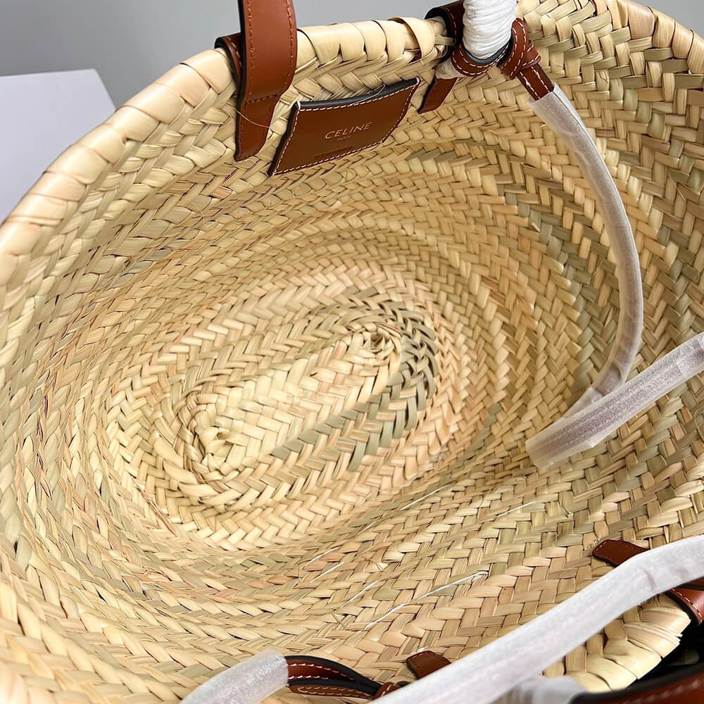 Teen Celine Classic Panier In Palm Leaves and Calfskin Bag1:1High-quality replica