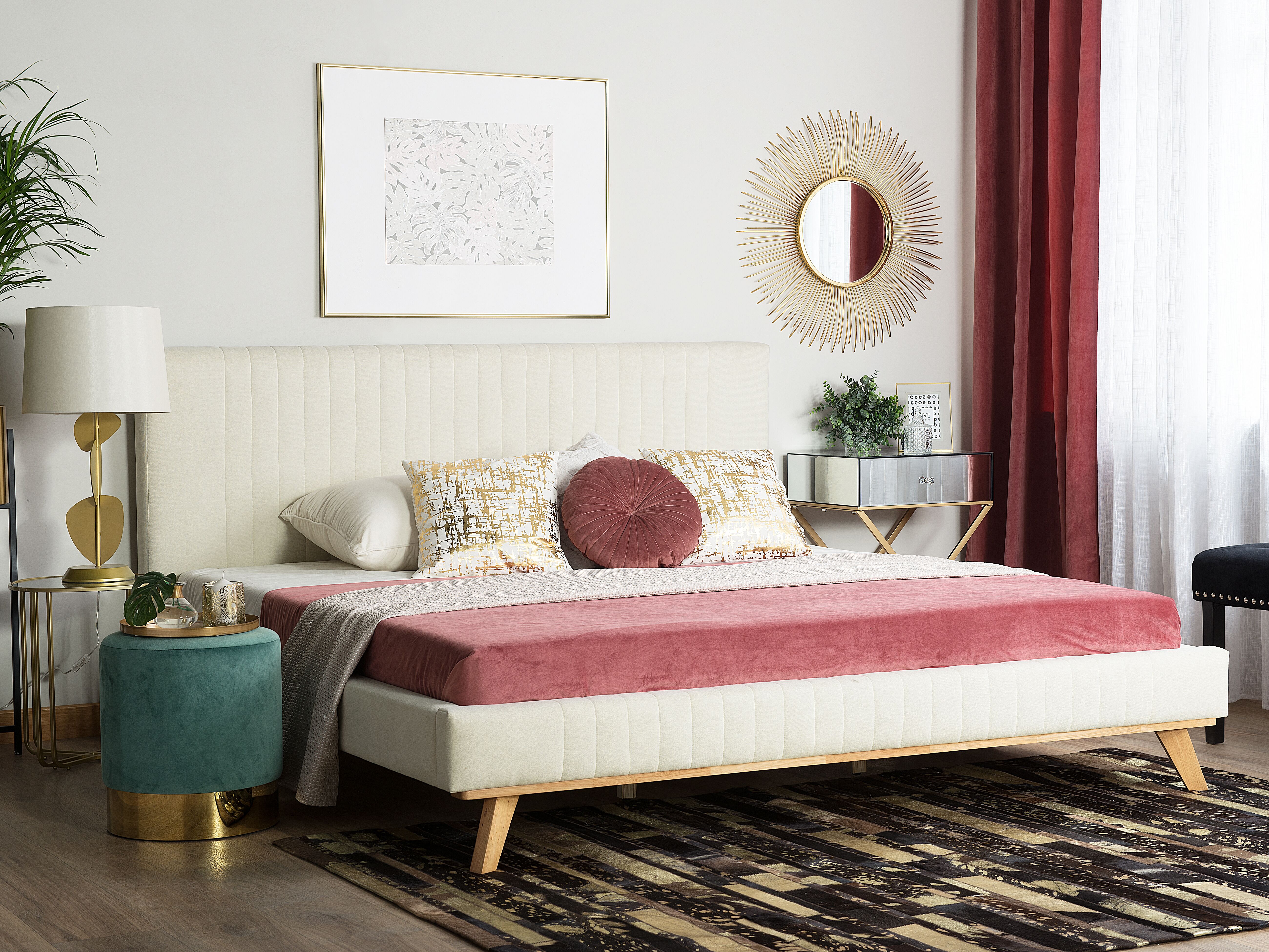 Bed Chenille TALENCE 180 x 200 cm (EU Super King) Light Beige