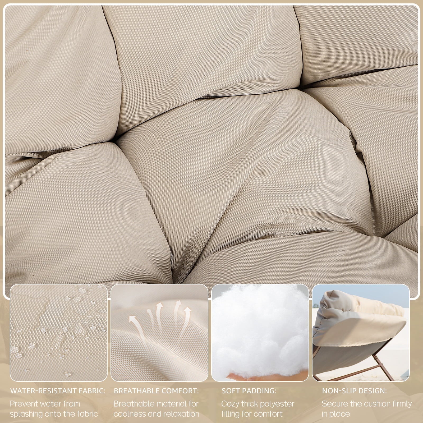 RADIATA Oversized Wicker Papasan Rocking Recliner With Footrest, 450 lbs, Beige - Image 3 RADIATA Oversized Wicker Papasan Rocking Recliner With Footrest, 450 lbs, Beige - Image 3