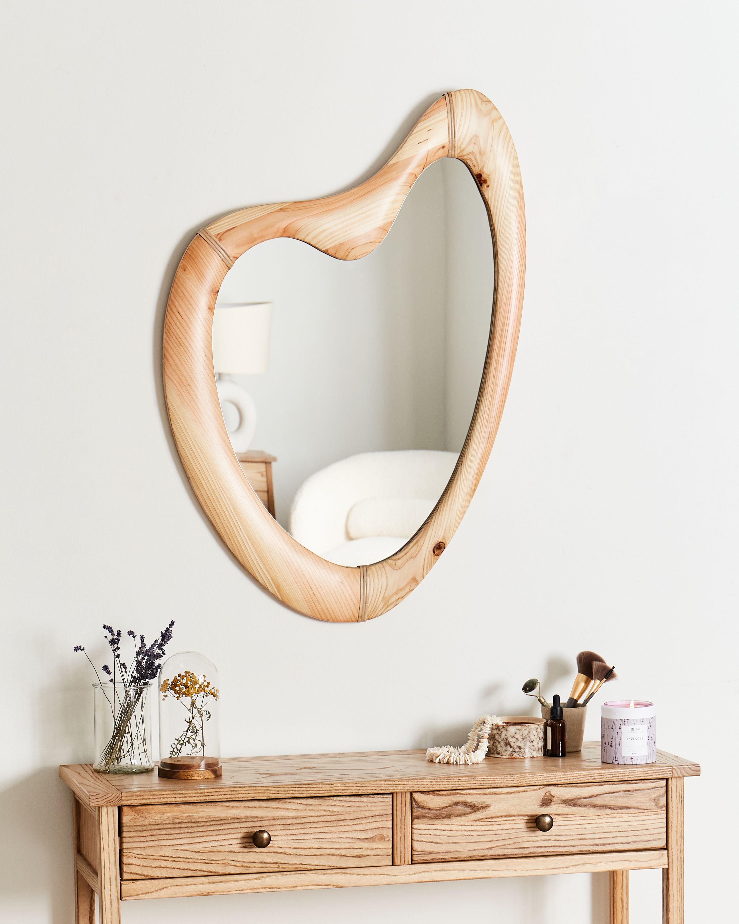 Wall Mirror NEURE 90 cm 77 cm Fir Wood Natural