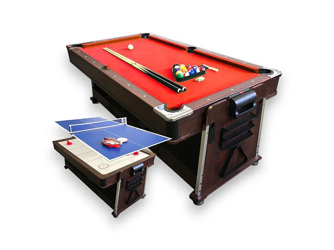 Table de Billard 7 pieds Multi-jeux rouge Air Hockey, Table de Tennis, Table – Stark