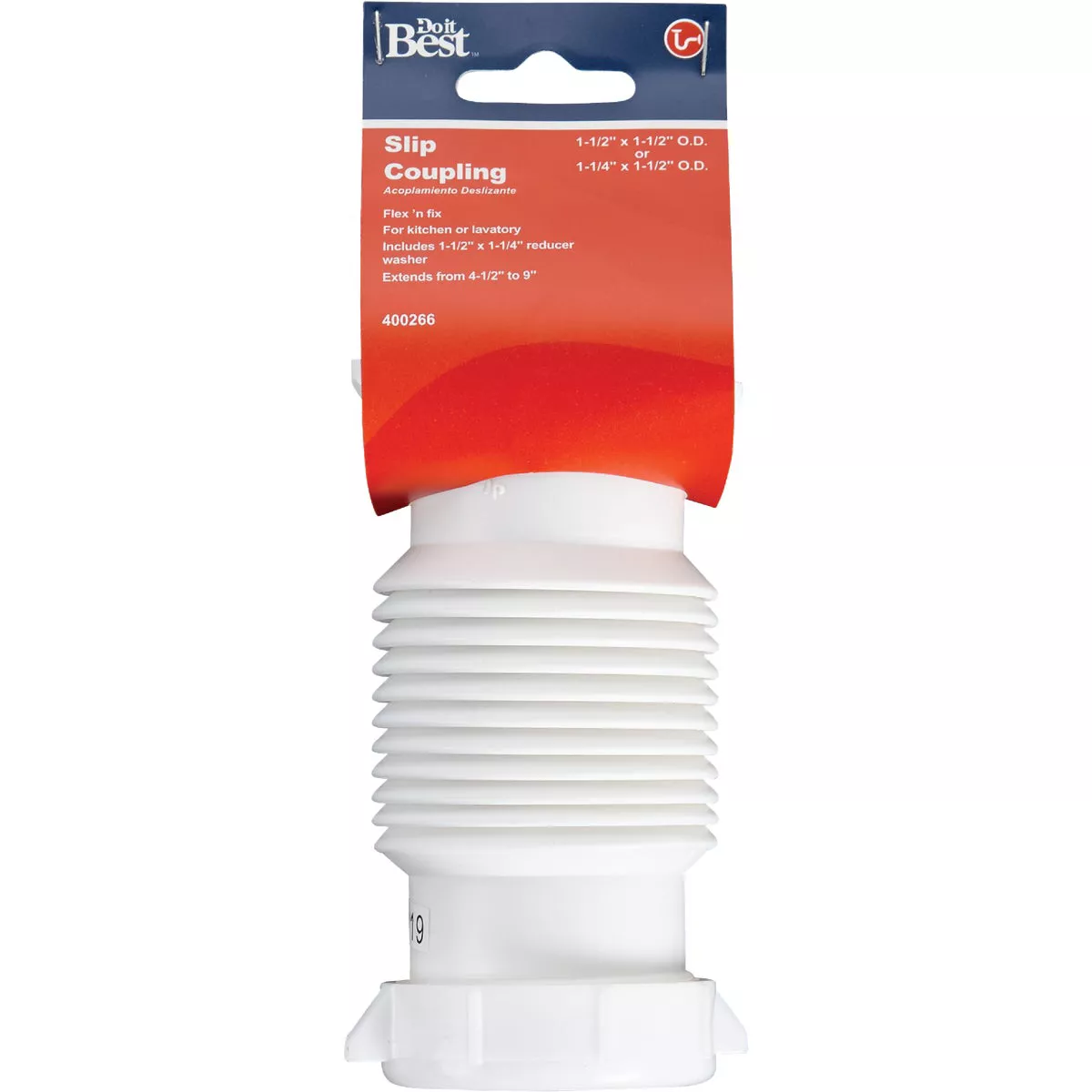Do it Best 1-1/4 In. or 1-1/2 In. White Plastic Flexible Coupling and Elbow
