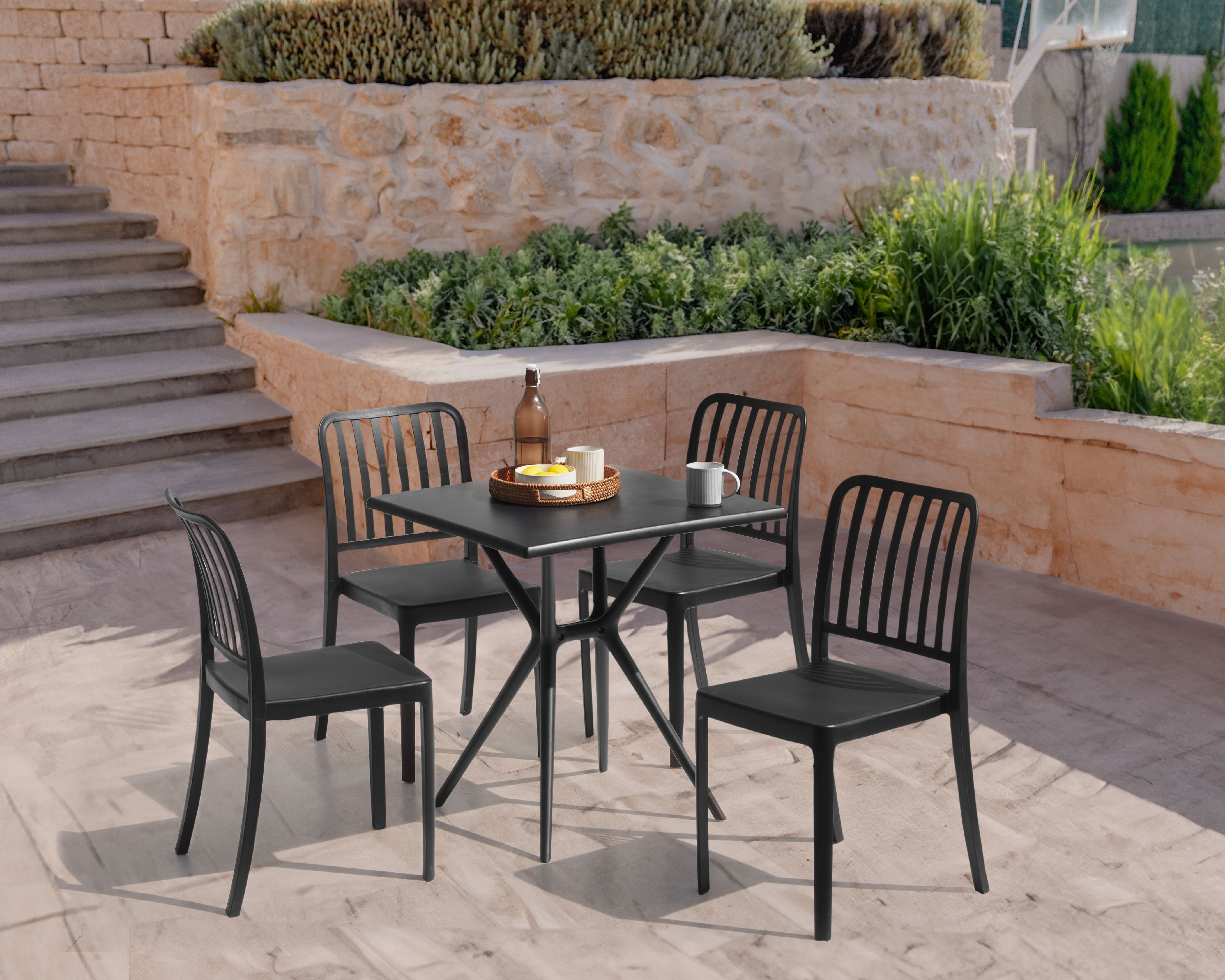 Garden Dining Table PIAVE 70 cm 70 cm Black
