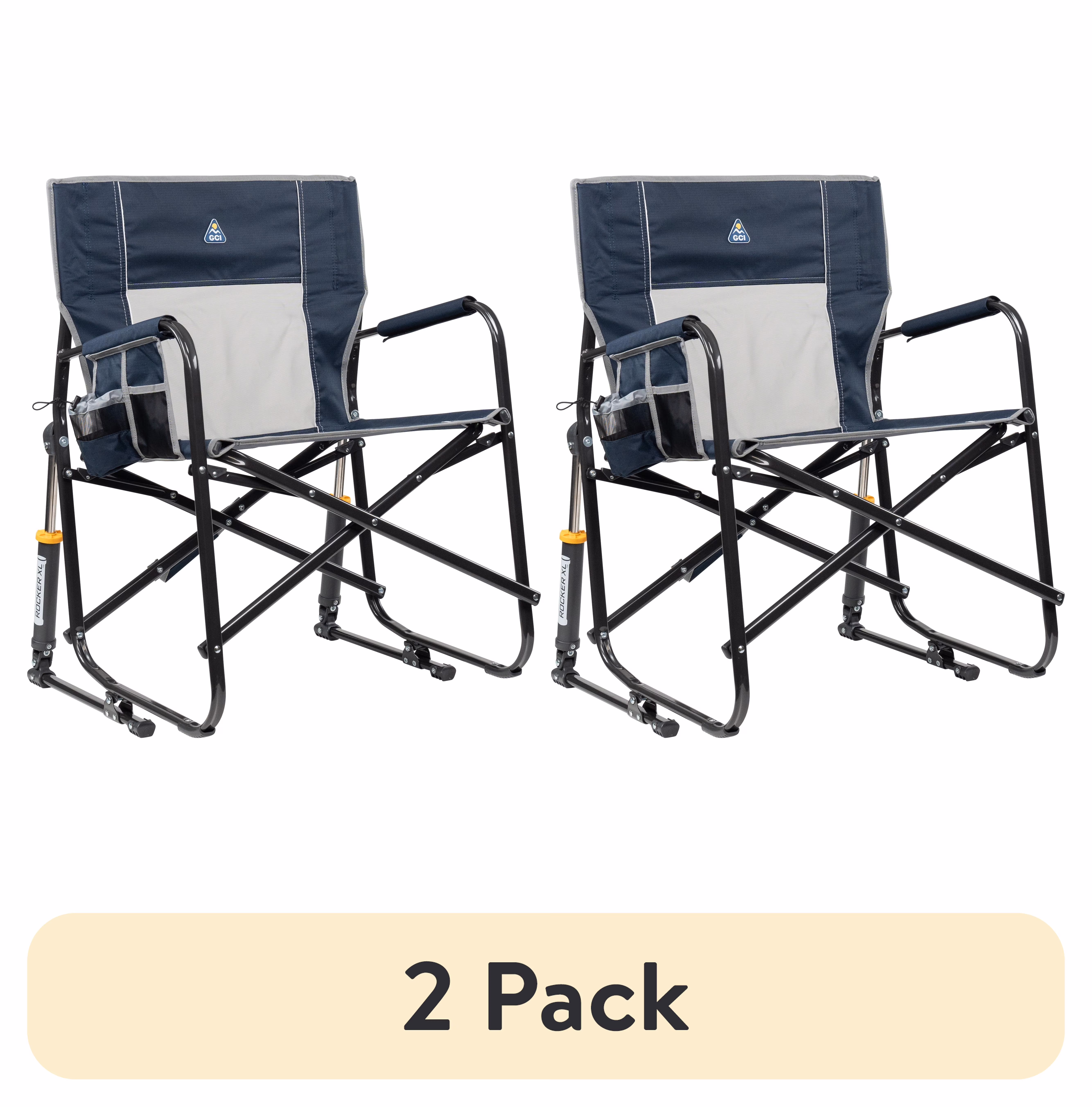 GCI Outdoor Freestyle Rocker XL Oversized Foldable Rocking Camp Chair, Pewter - Image 9