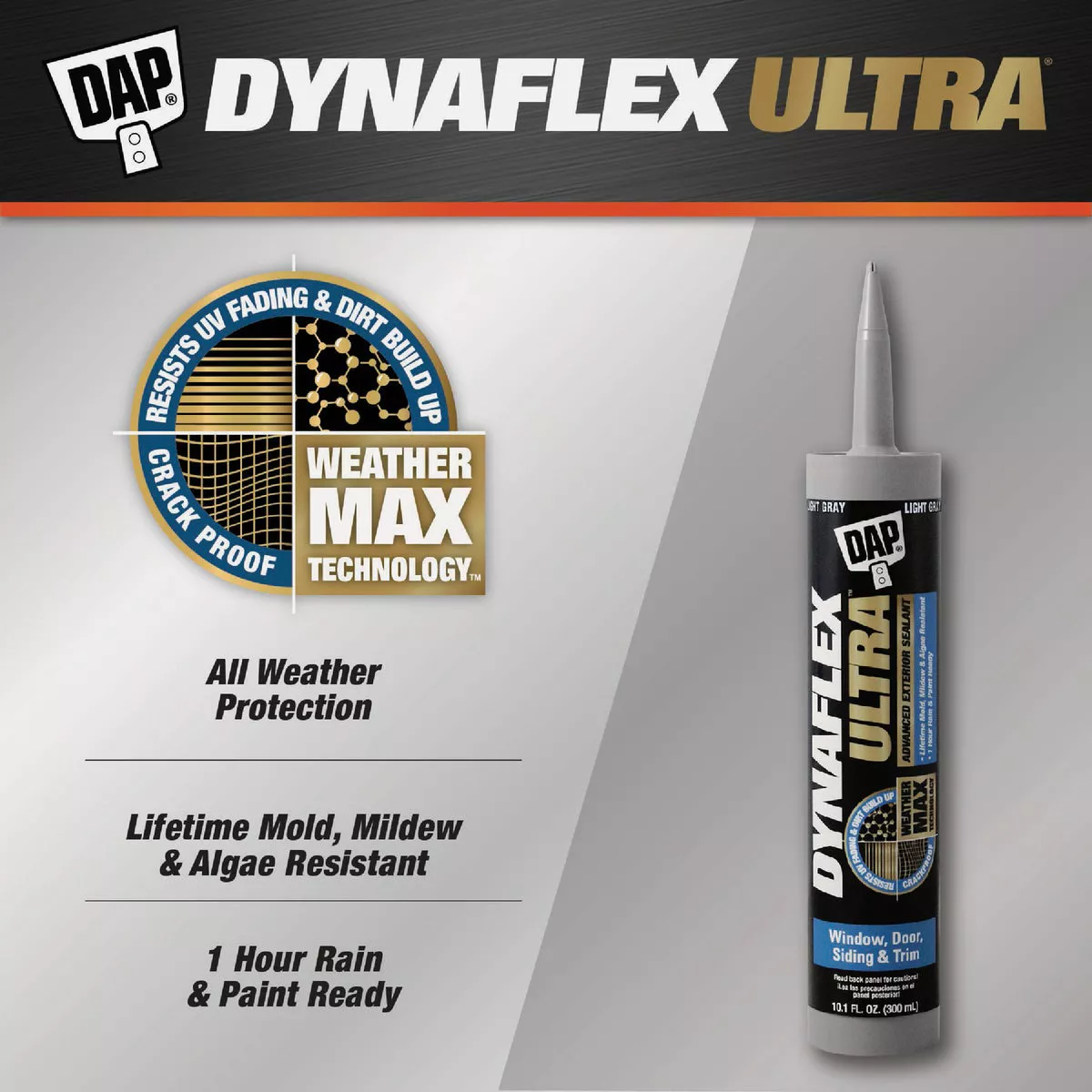 Dap Dynaflex Ultra 10.1 Oz. Light Gray Advanced Exterior Sealant for Window, Door & Siding
